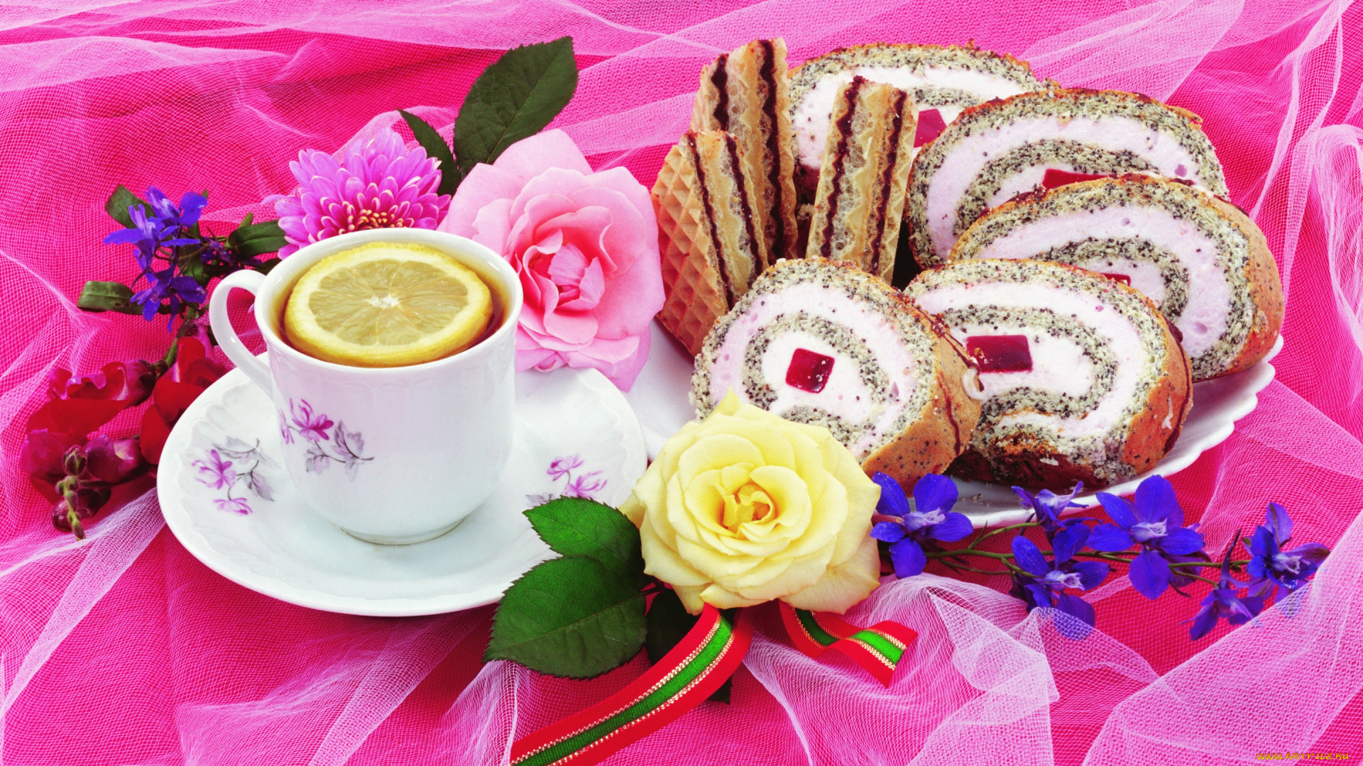 еда, пирожные, , кексы, , печенье, цветы, вафли, выпечка, рулет, flowers, baking, tea, чай, розы