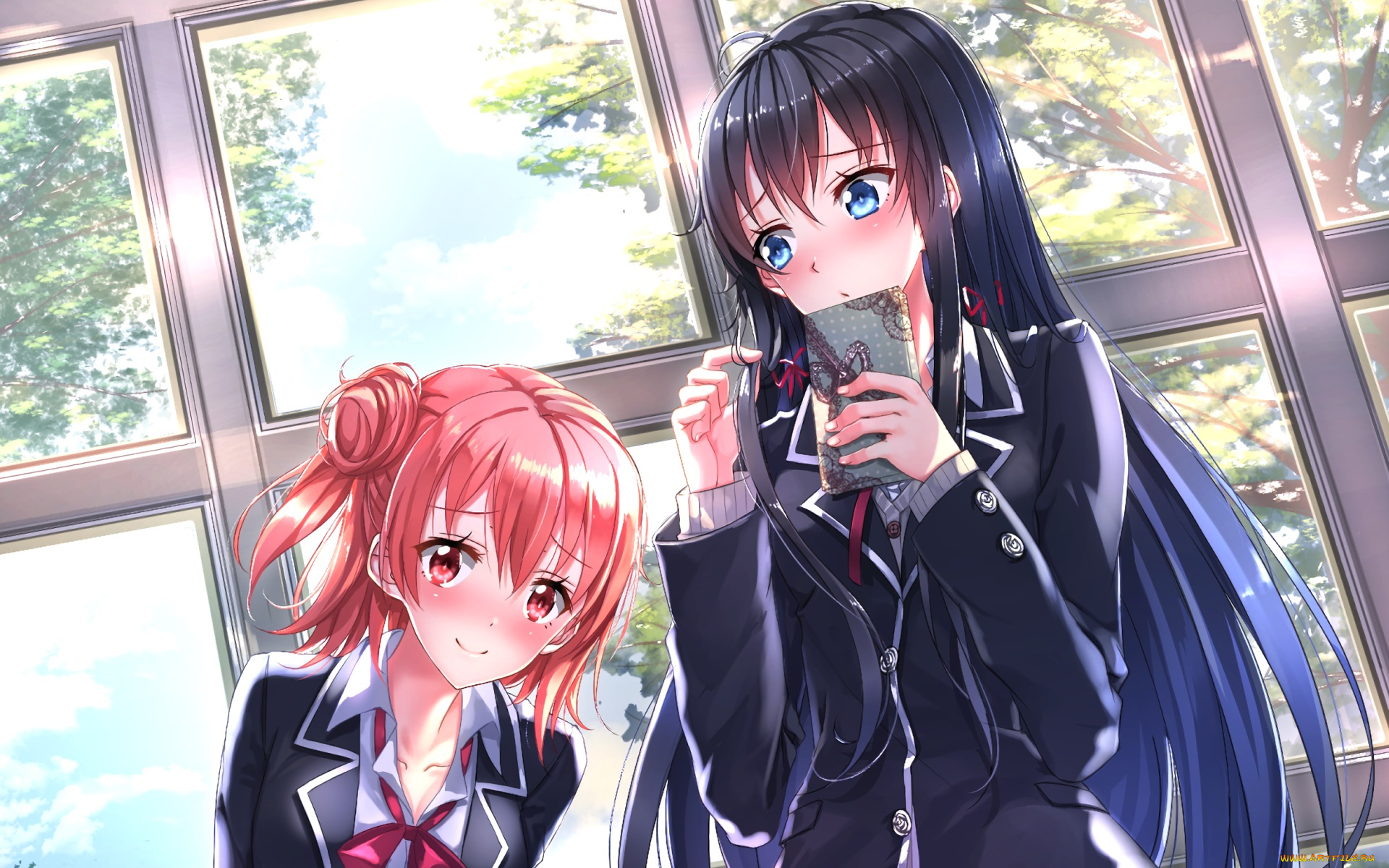 аниме, oregairu, фон, взгляд, девушка