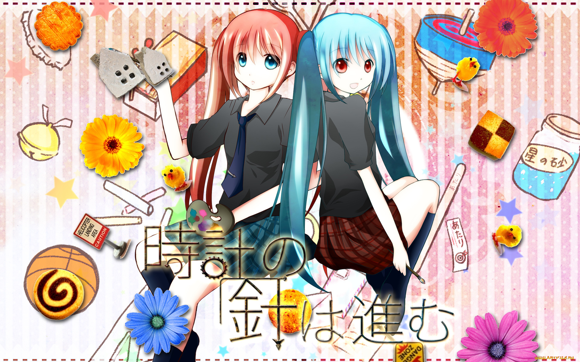 аниме, vocaloid, фон, взгляд, девушки