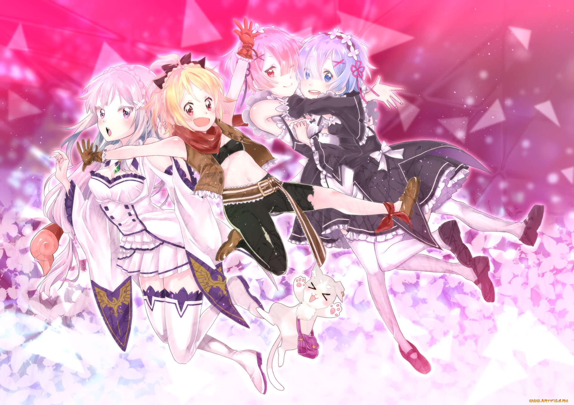 аниме, re, , zero, kara, hajimeru, isekai, seikatsu, девушки, фон, взгляд