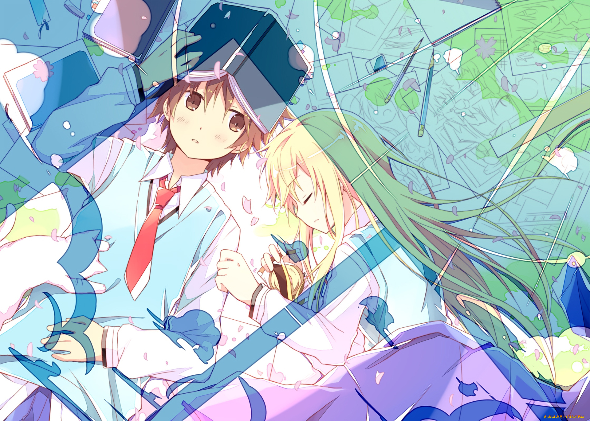аниме, sakurasou, no, pet, na, kanojo, девушка, взгляд, фон