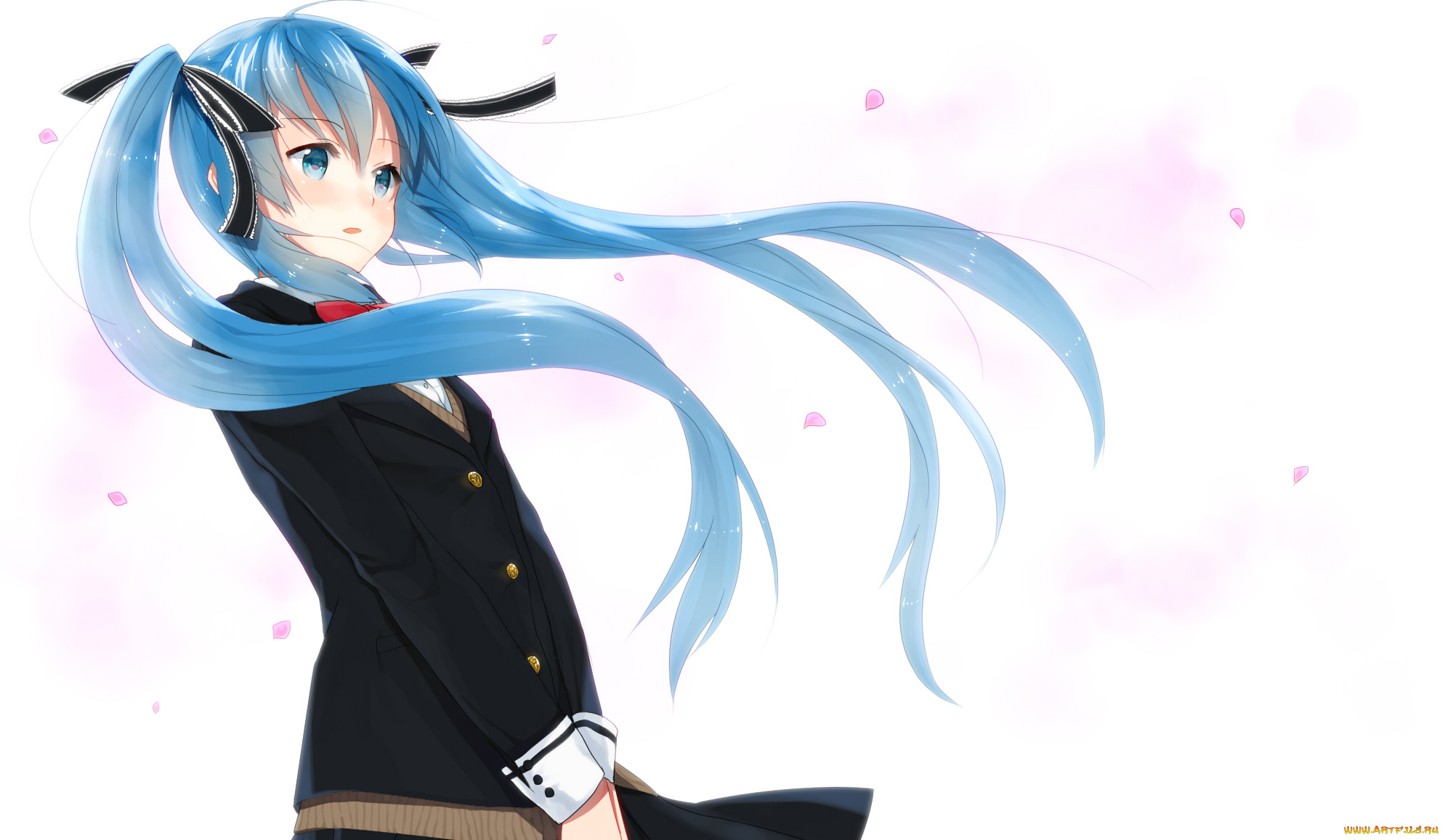 аниме, vocaloid, взгляд, девушка, фон