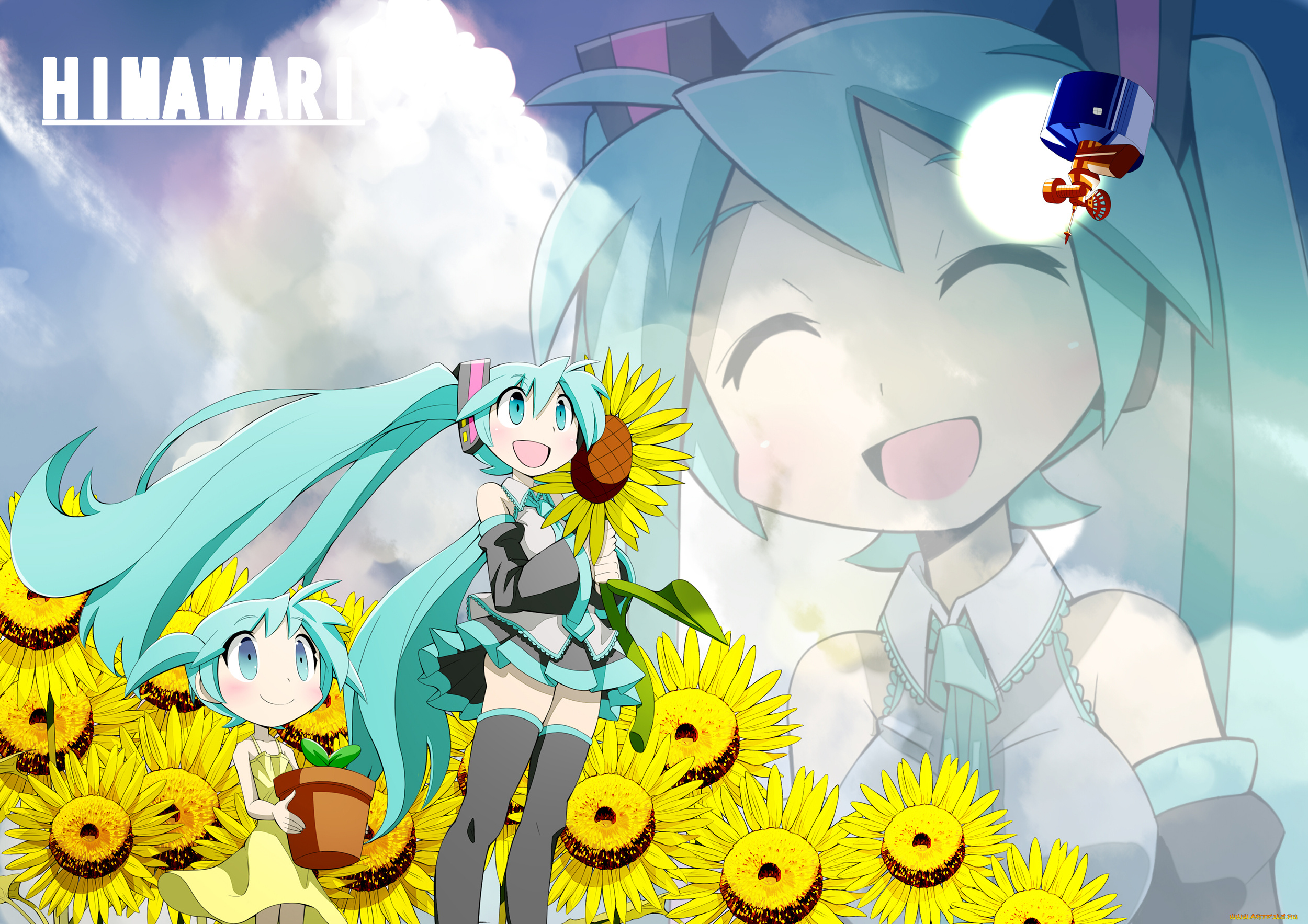 аниме, vocaloid, девушка, взгляд, фон