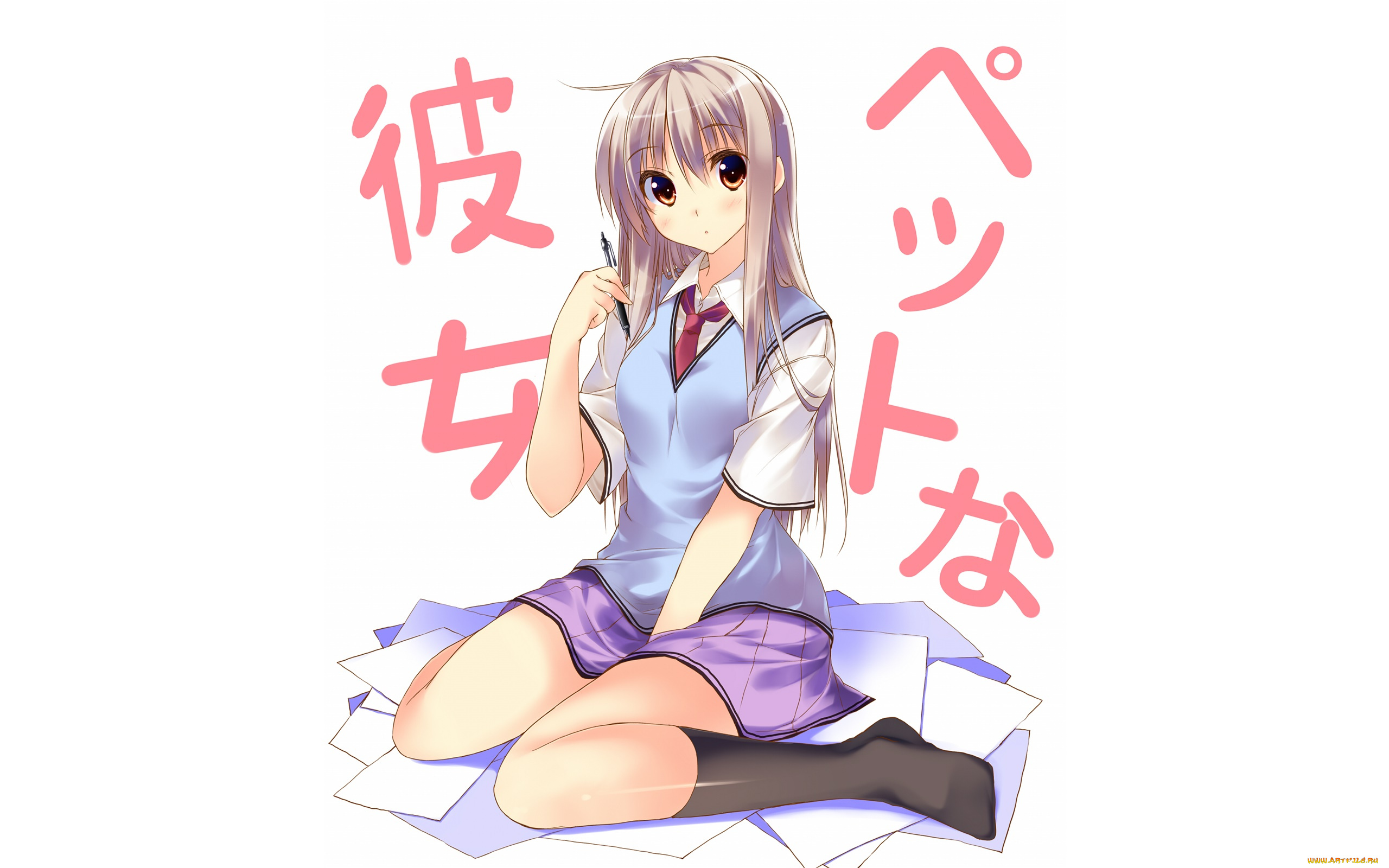 аниме, sakurasou, no, pet, na, kanojo, девушка, взгляд, фон
