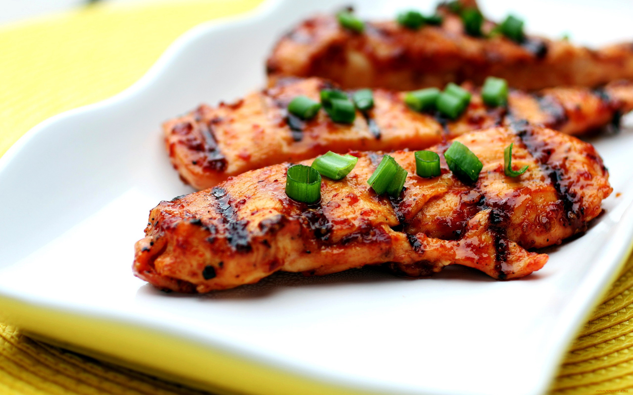 еда, мясные, блюда, филе, куриное, зеленый, лук