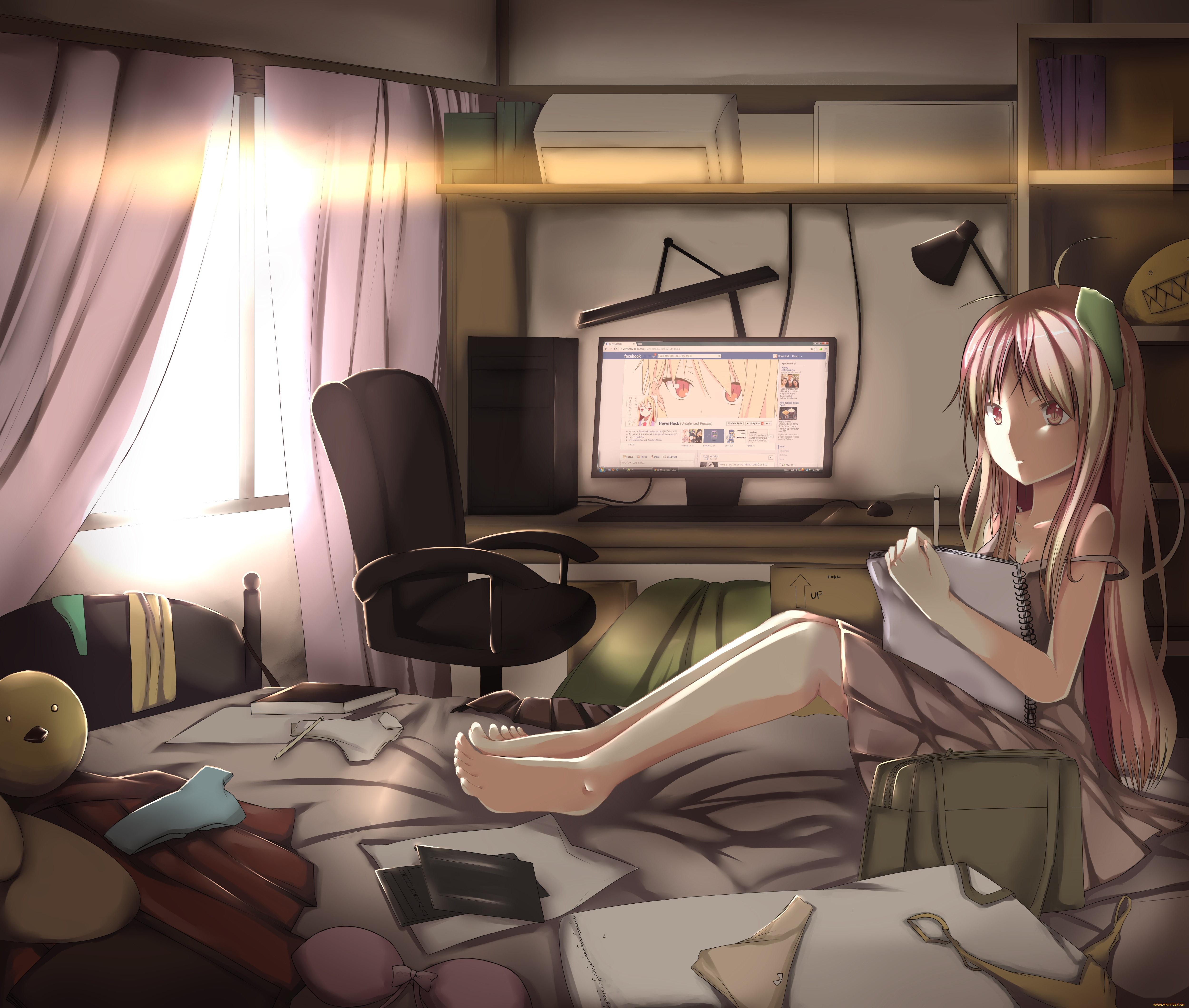 аниме, sakurasou, no, pet, na, kanojo, девушка, взгляд, фон