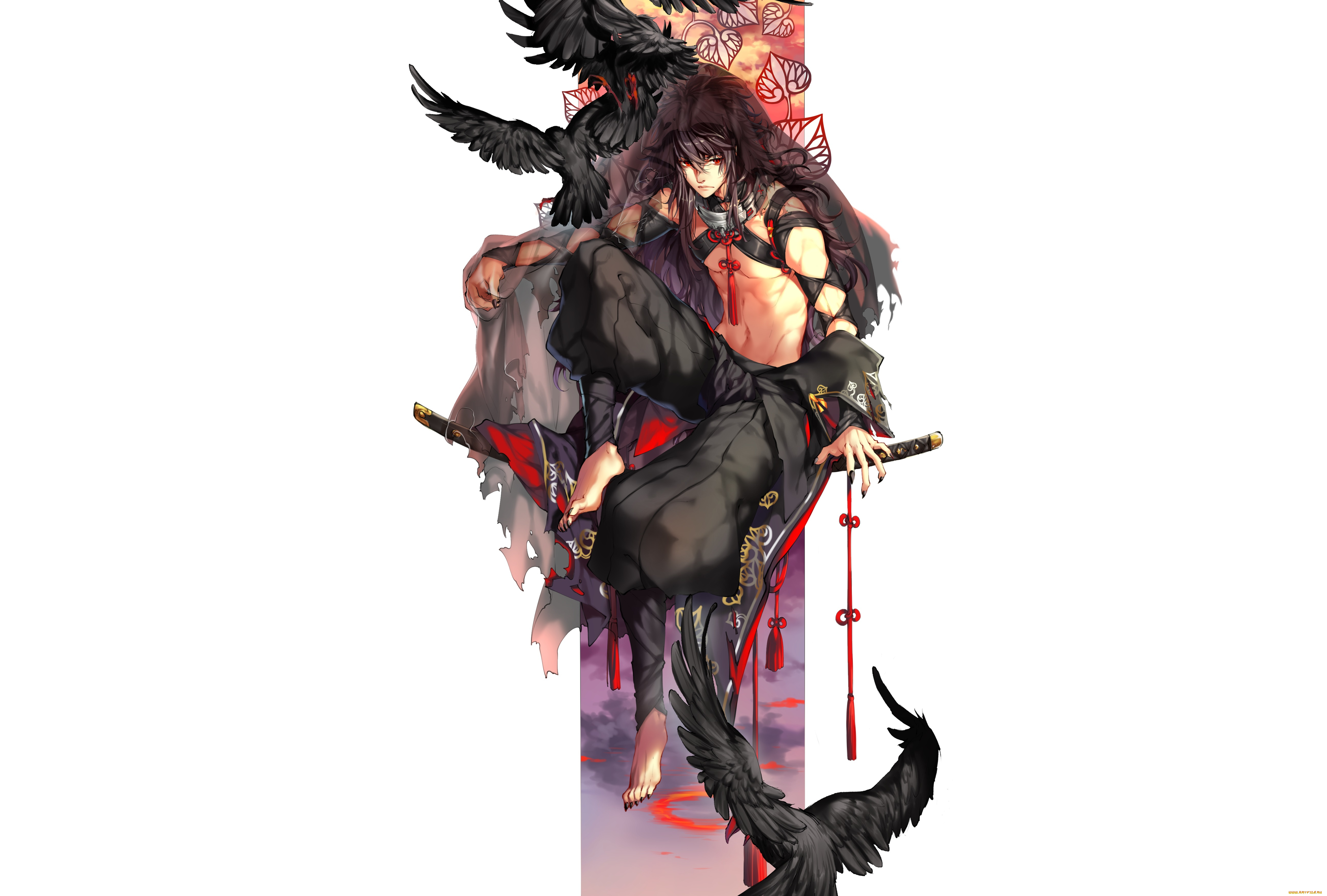 аниме, животные, , существа, демон, вороны