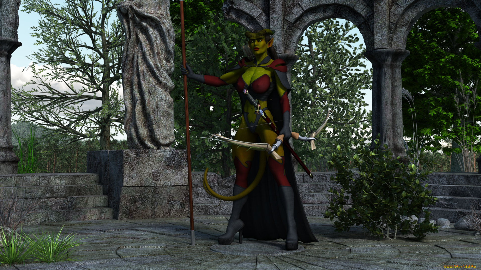 3д, графика, существа, , creatures, кастаника, взгляд, фон