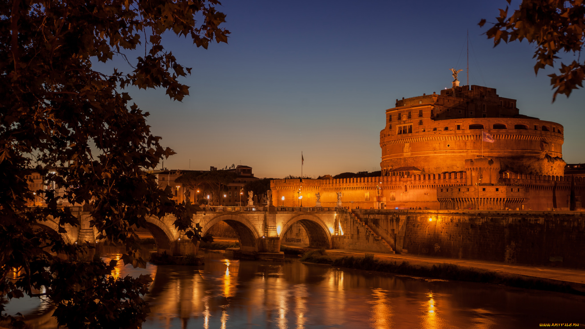 angel, bridge, rome, города, рим, , ватикан, , италия, простор