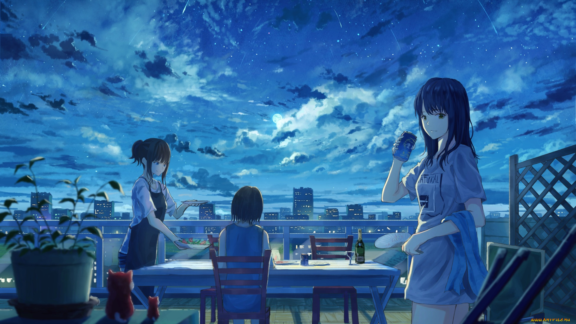 аниме, город, , улицы, , здания, k, ryo