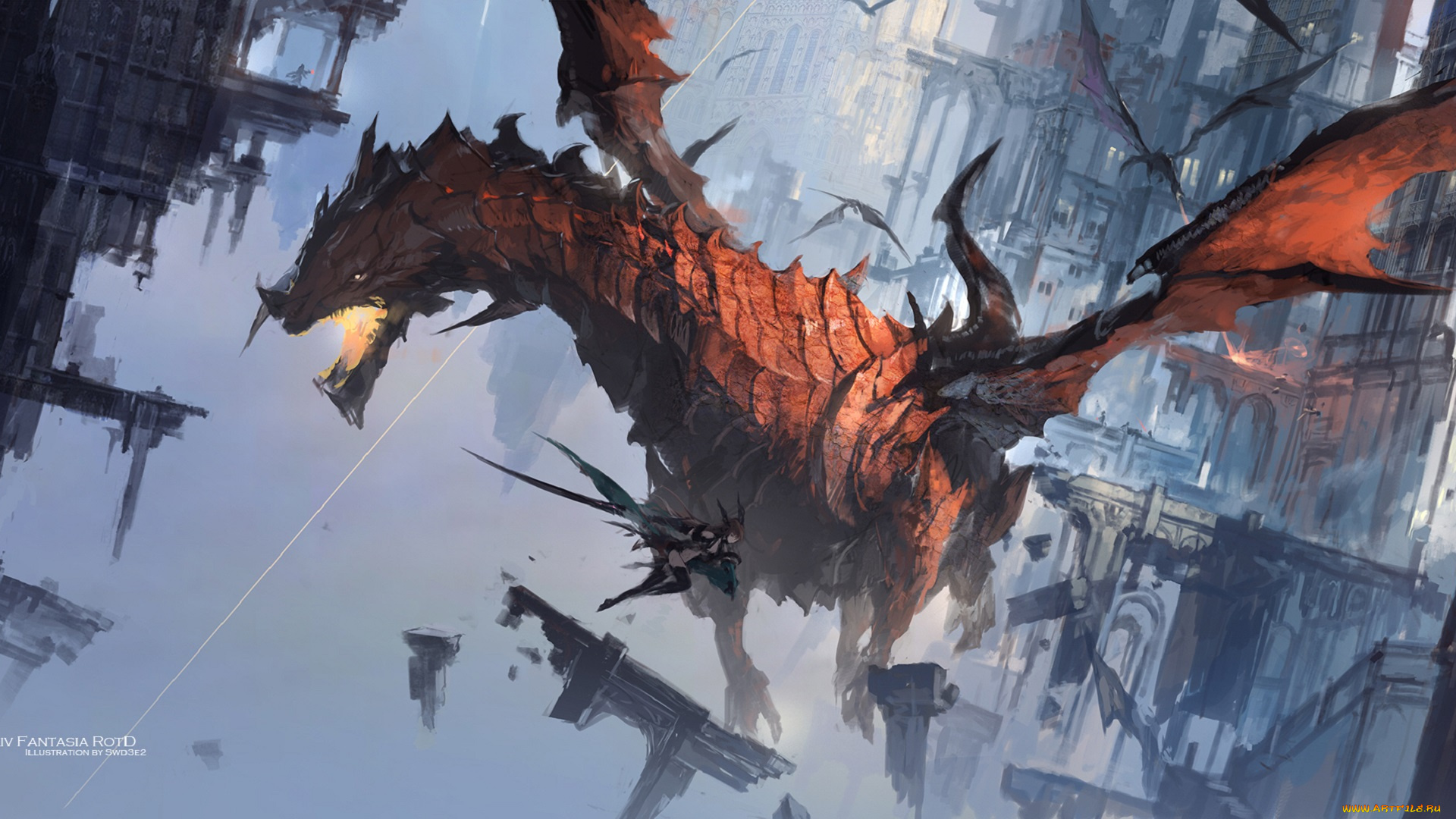 аниме, pixiv, fantasia, дракон