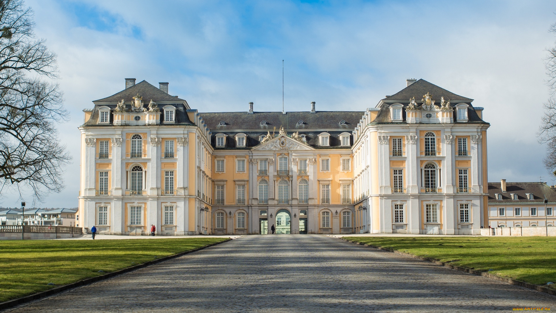 дворец, аугустусбург, , брюле, , германия, города, -, дворцы, , замки, , крепости, дорога, парк, здания