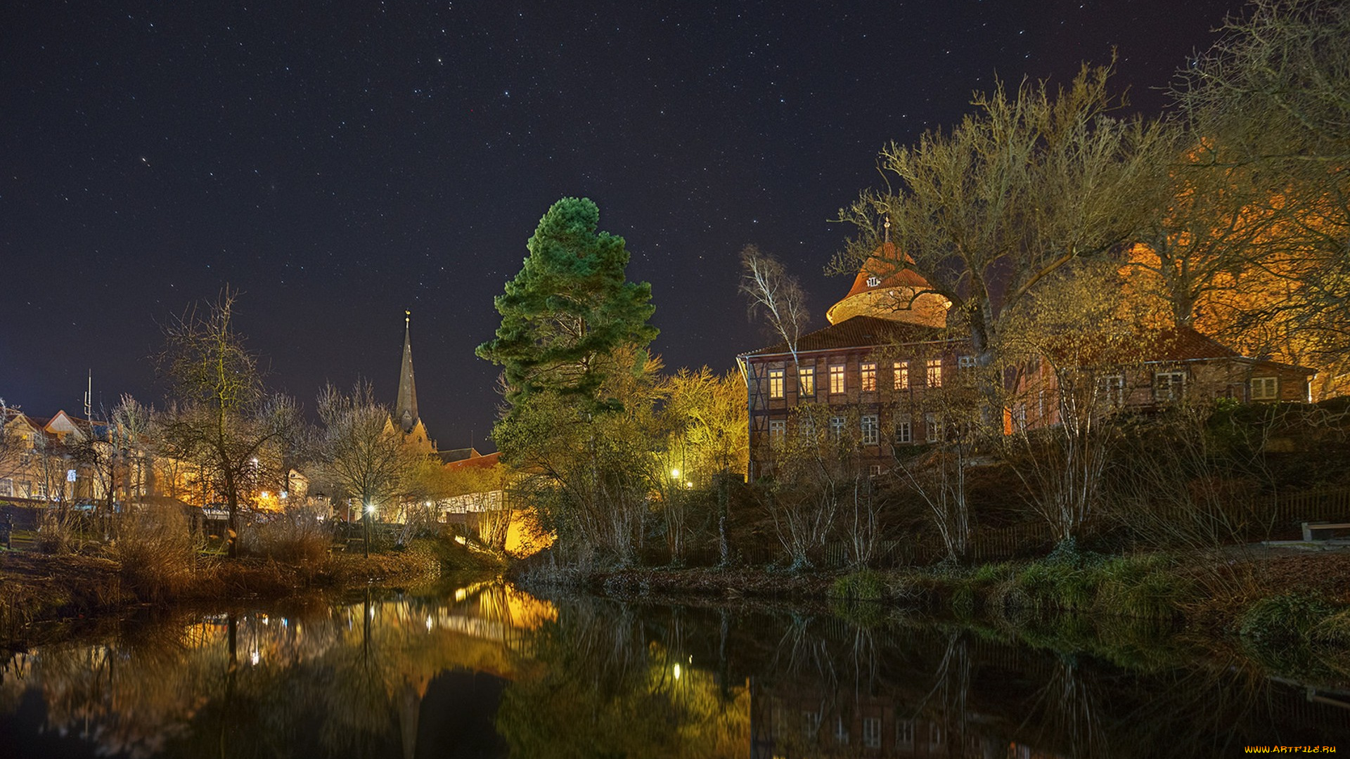 города, -, огни, ночного, города, простор