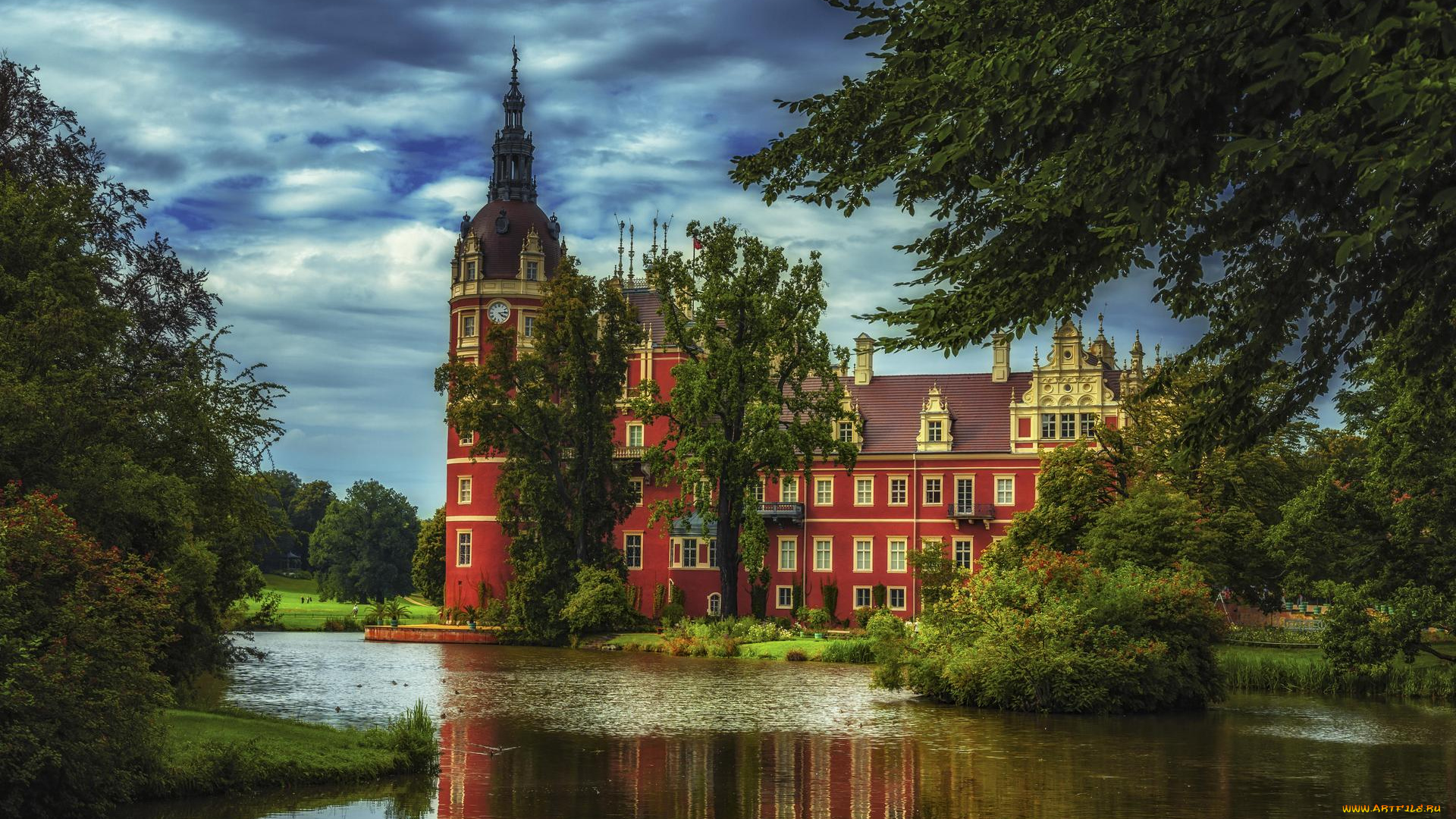 города, замки, германии, фюрст-пюклер, германия, замок, мускау, саксония, бад-мускау