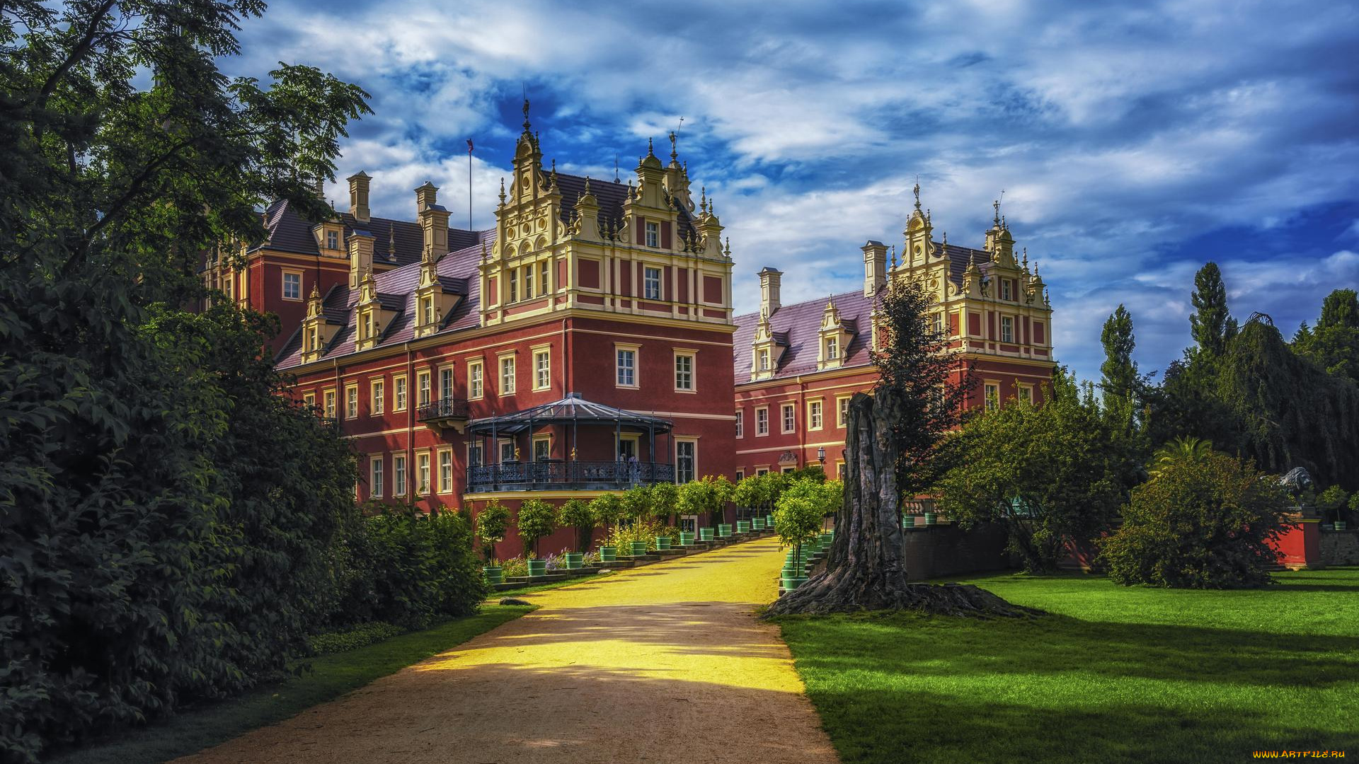 города, замки, германии, германия, замок, мускау, саксония, бад-мускау, фюрст-пюклер