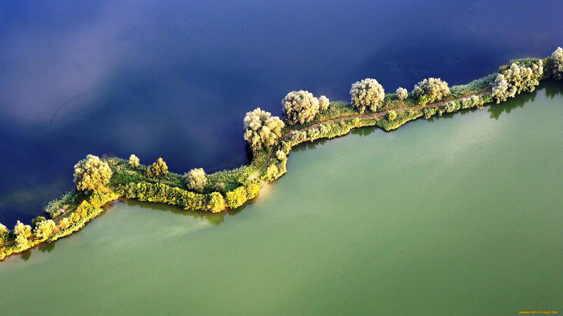 природа, реки, озера, деревья, дорога, перешеек, водораздел, панорама