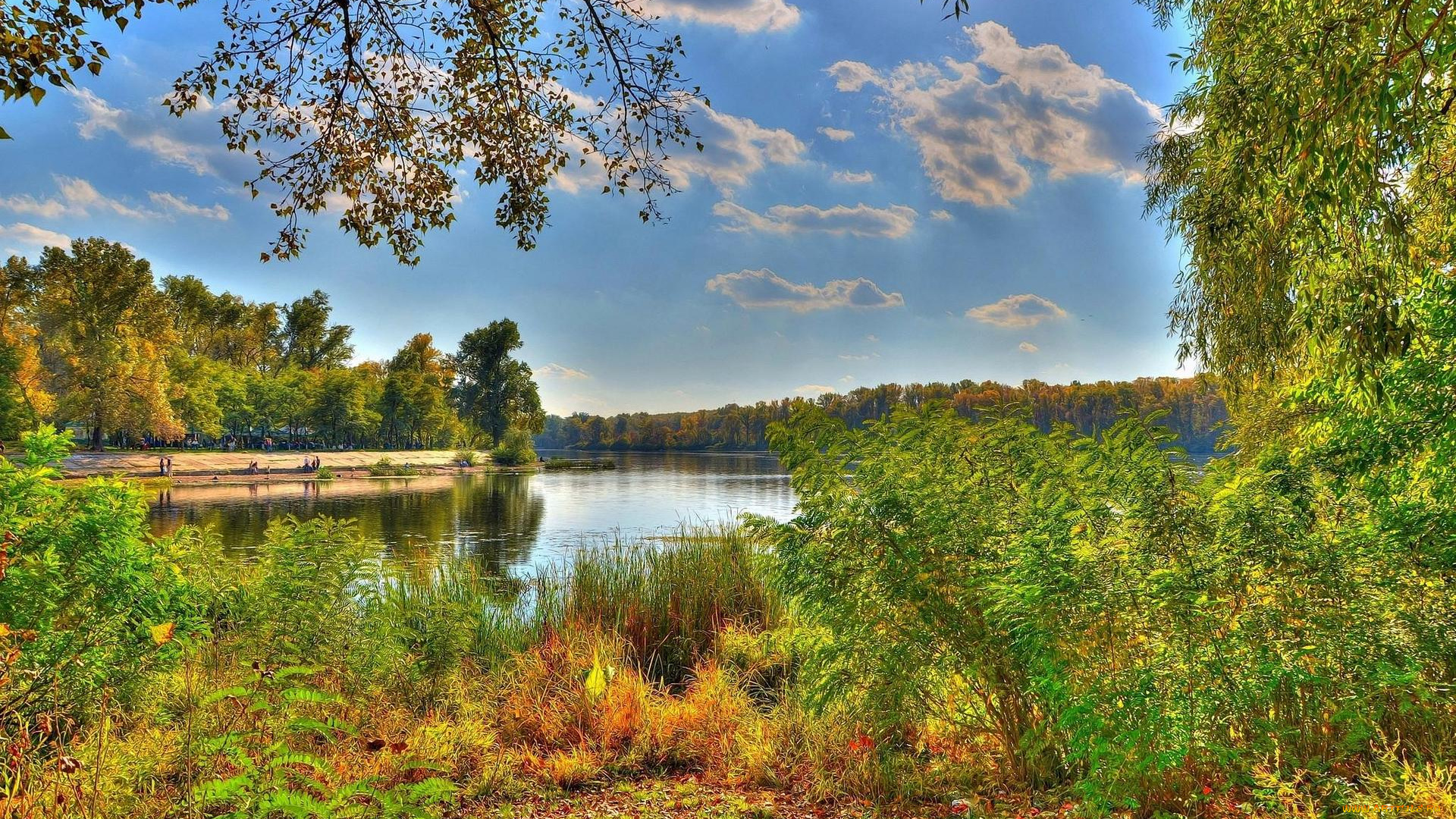 природа, реки, озера, заводь, закат, украина, киев, днепр