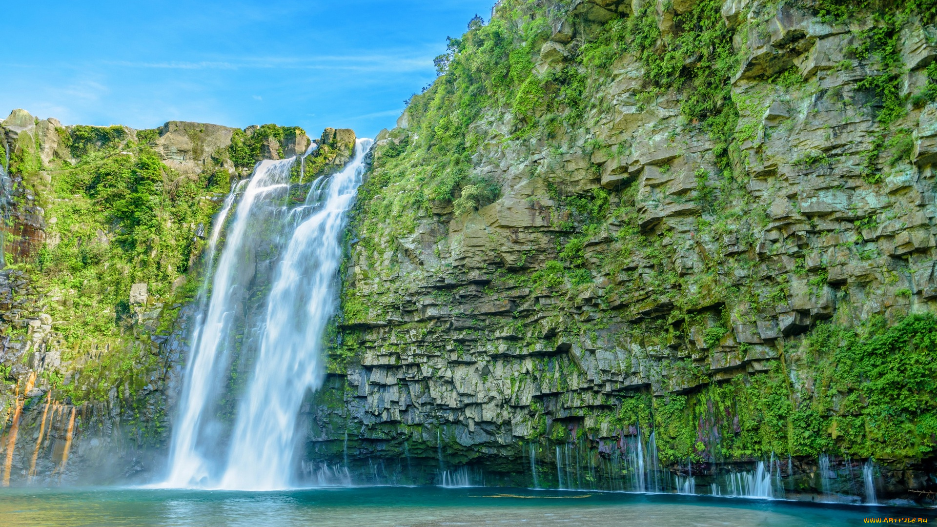 природа, водопады, камни, водоем