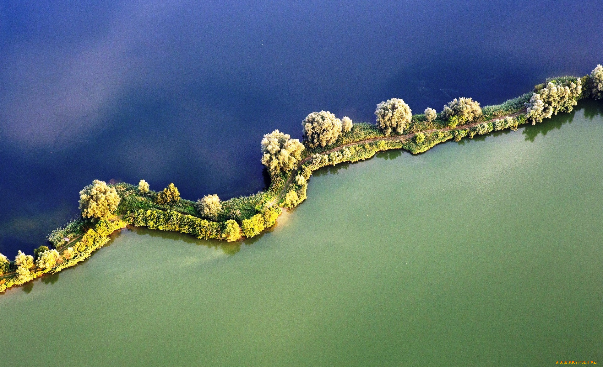 природа, реки, озера, деревья, дорога, перешеек, водораздел, панорама