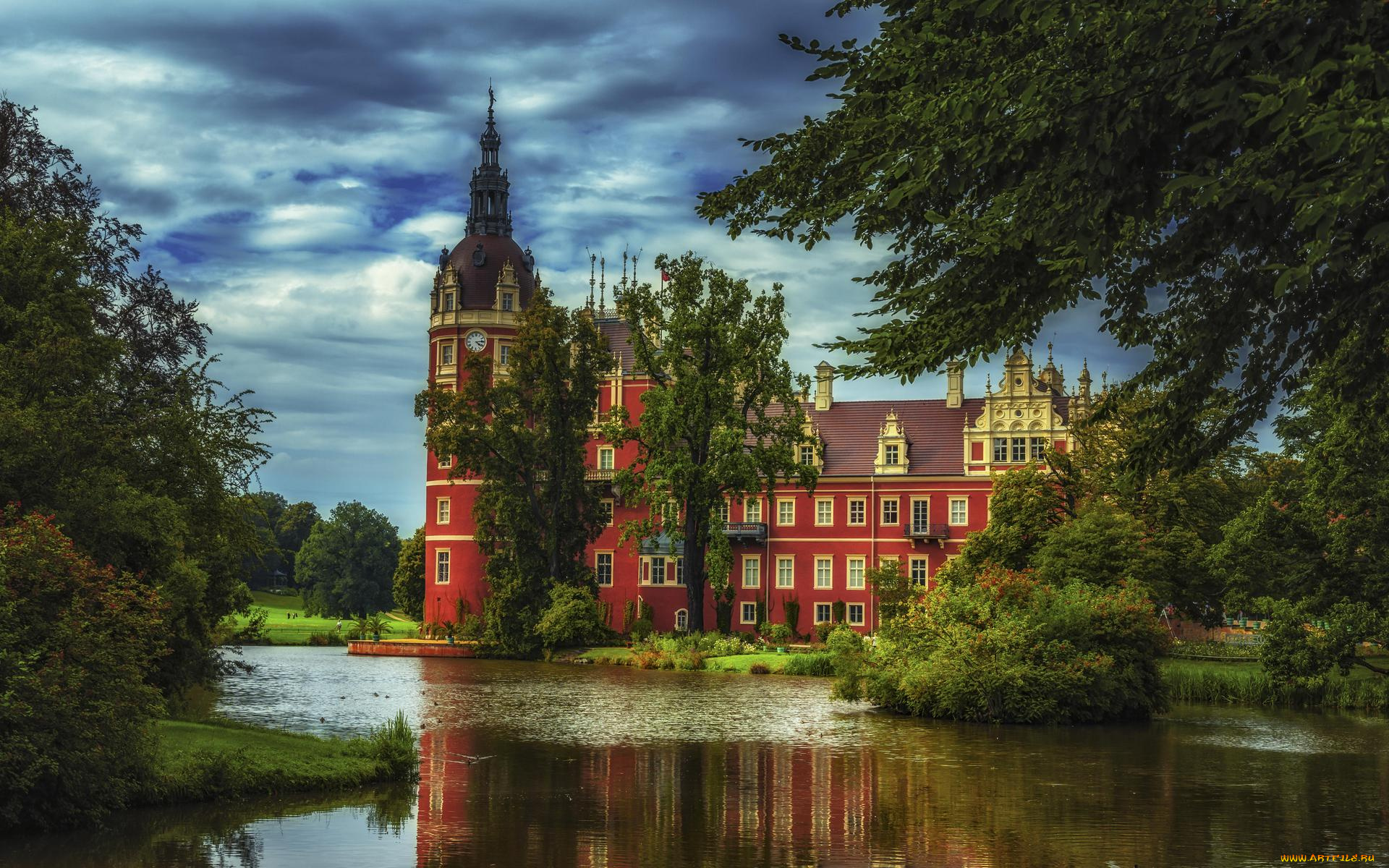 города, замки, германии, фюрст-пюклер, германия, замок, мускау, саксония, бад-мускау