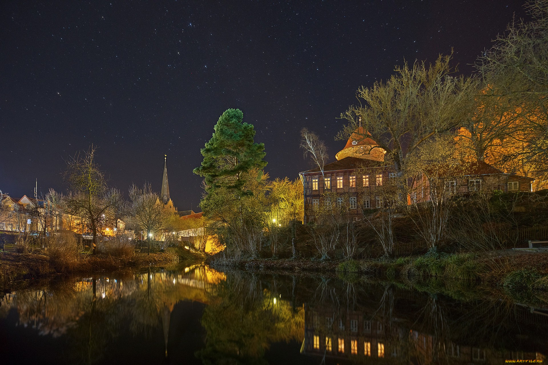 города, -, огни, ночного, города, простор