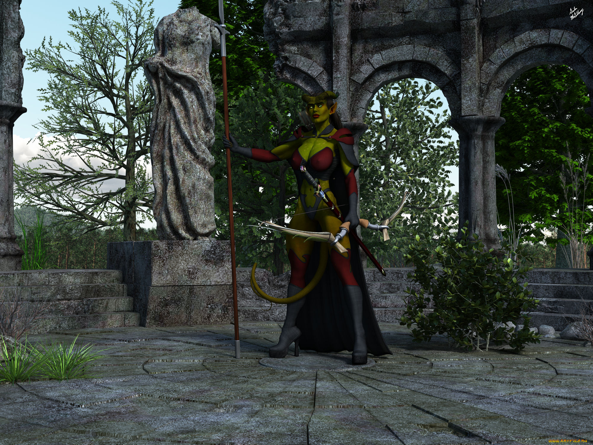 3д, графика, существа, , creatures, кастаника, взгляд, фон