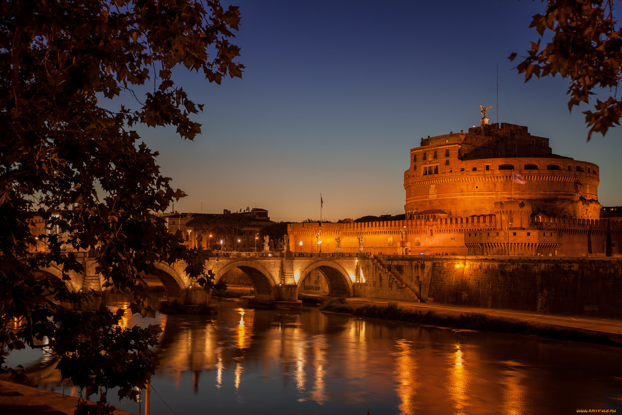 angel, bridge, rome, города, рим, , ватикан, , италия, простор