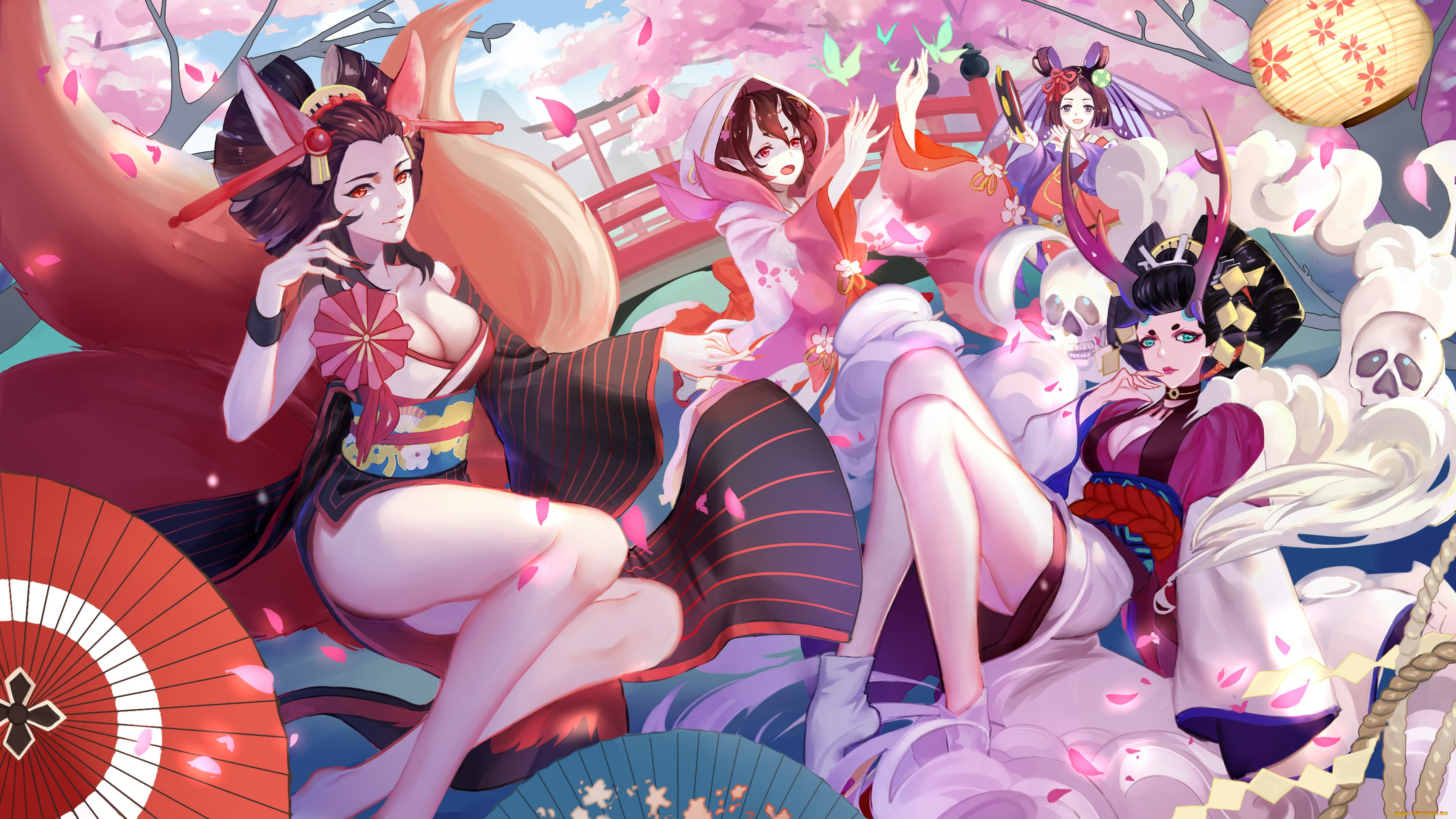 аниме, onmyouji, девушки