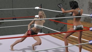 Картинка 3д+графика спорт+ sport фон взгляд девушки бокс ринг