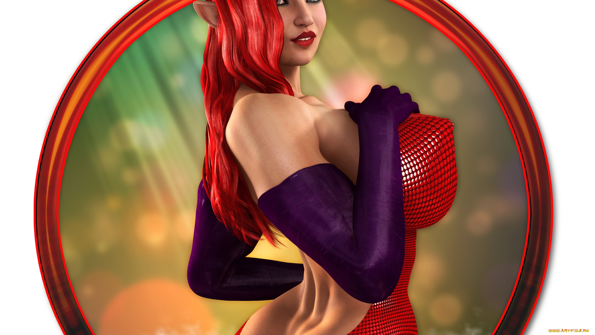 3д, графика, эльфы, , elves, взгляд, эльфийка, фон