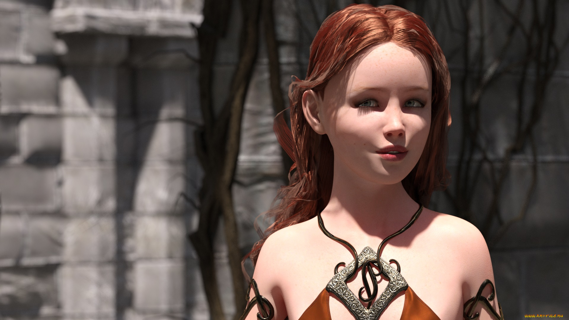 3д, графика, портрет, , portraits, фон, взгляд, девушка