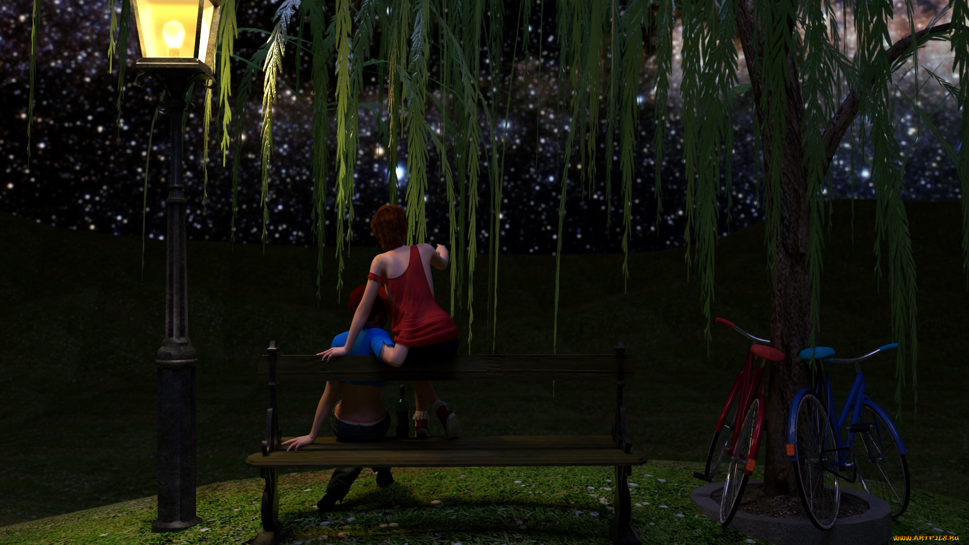 3д, графика, романтика, , romantics, девушка, фон, взгляд