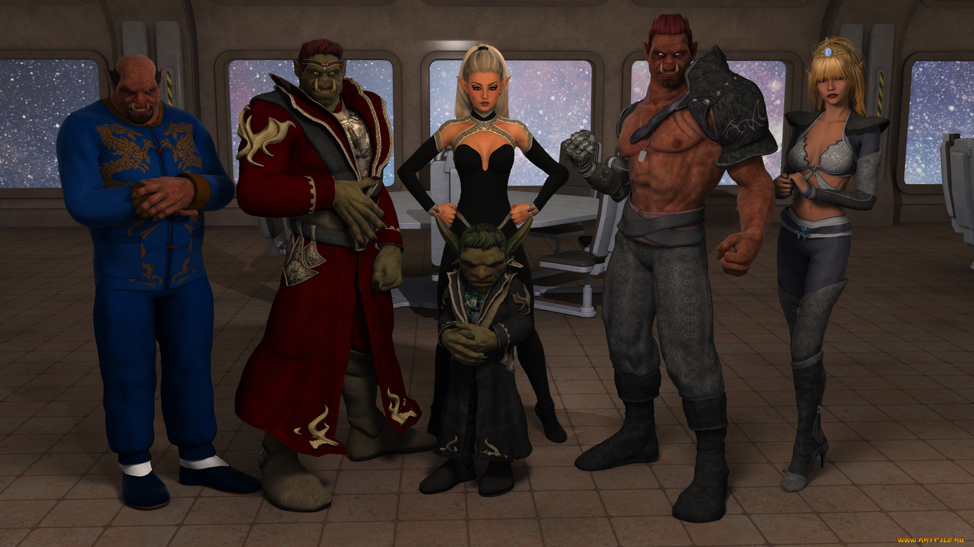 3д, графика, существа, , creatures, фон, взгляд, эльфийки