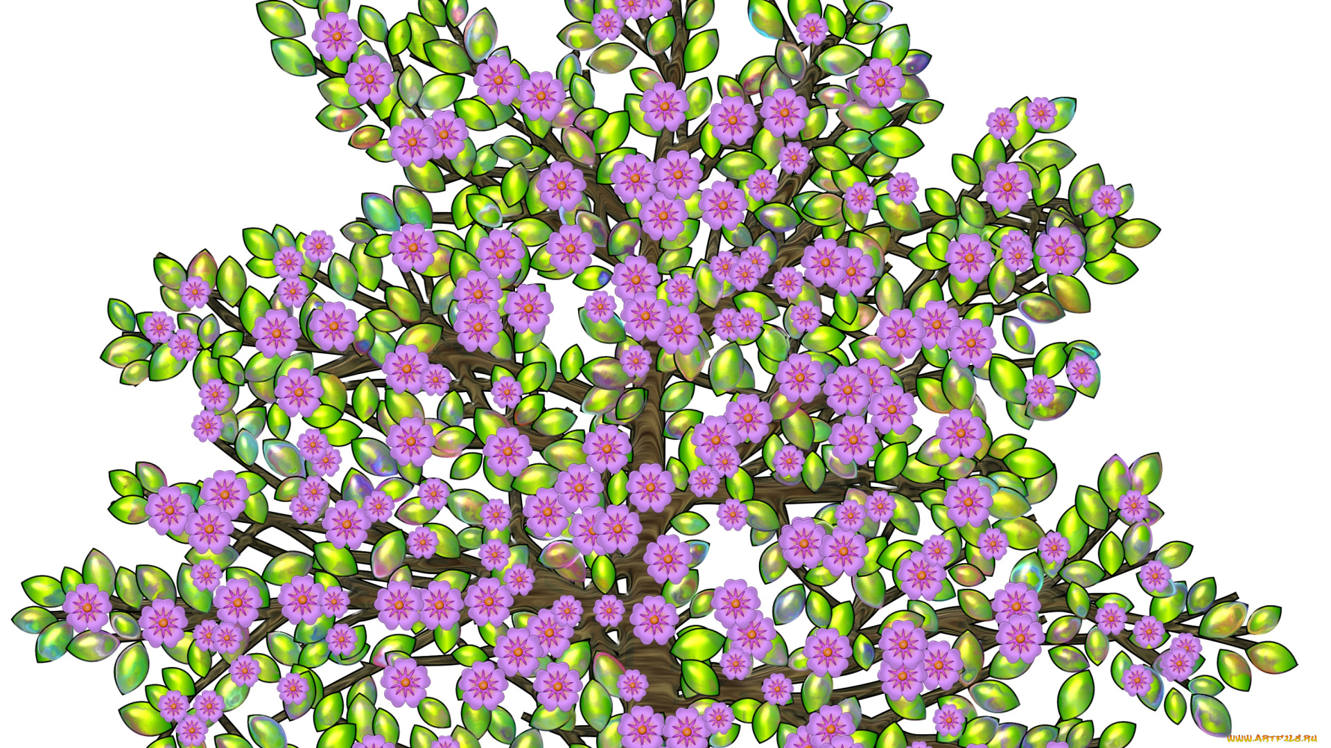 векторная, графика, природа, , nature, цветы, дерево