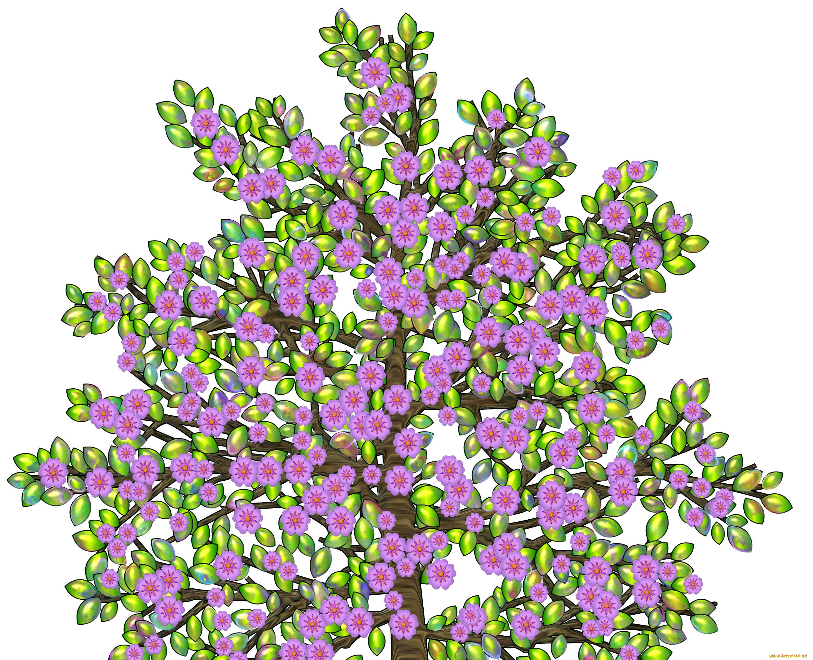 векторная, графика, природа, , nature, цветы, дерево