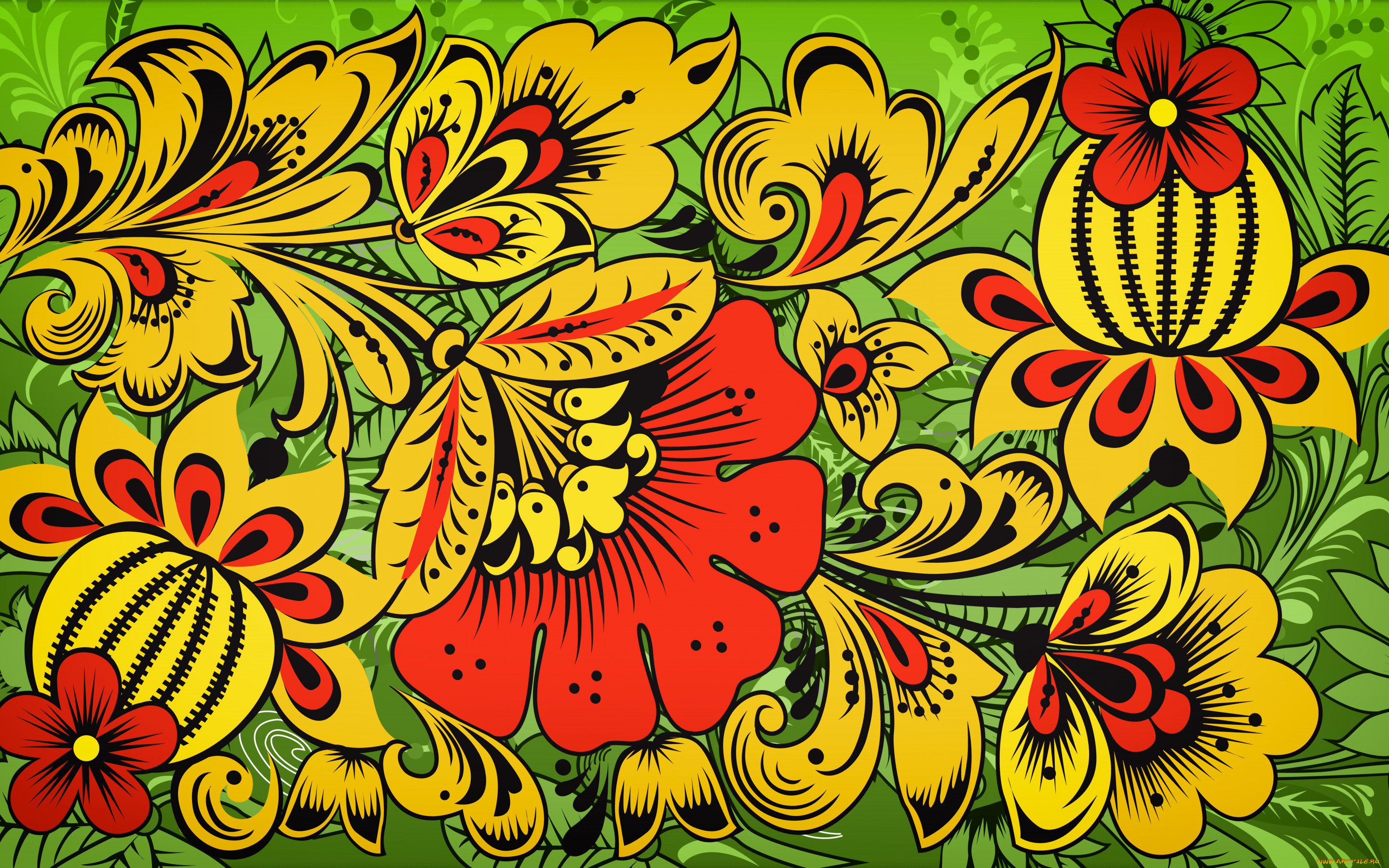 векторная, графика, цветы, , flowers, иван, иваныч, madeinkipish, хохломская, роспись, хохлома, арт, русская, стиль, узор, цветы, фон