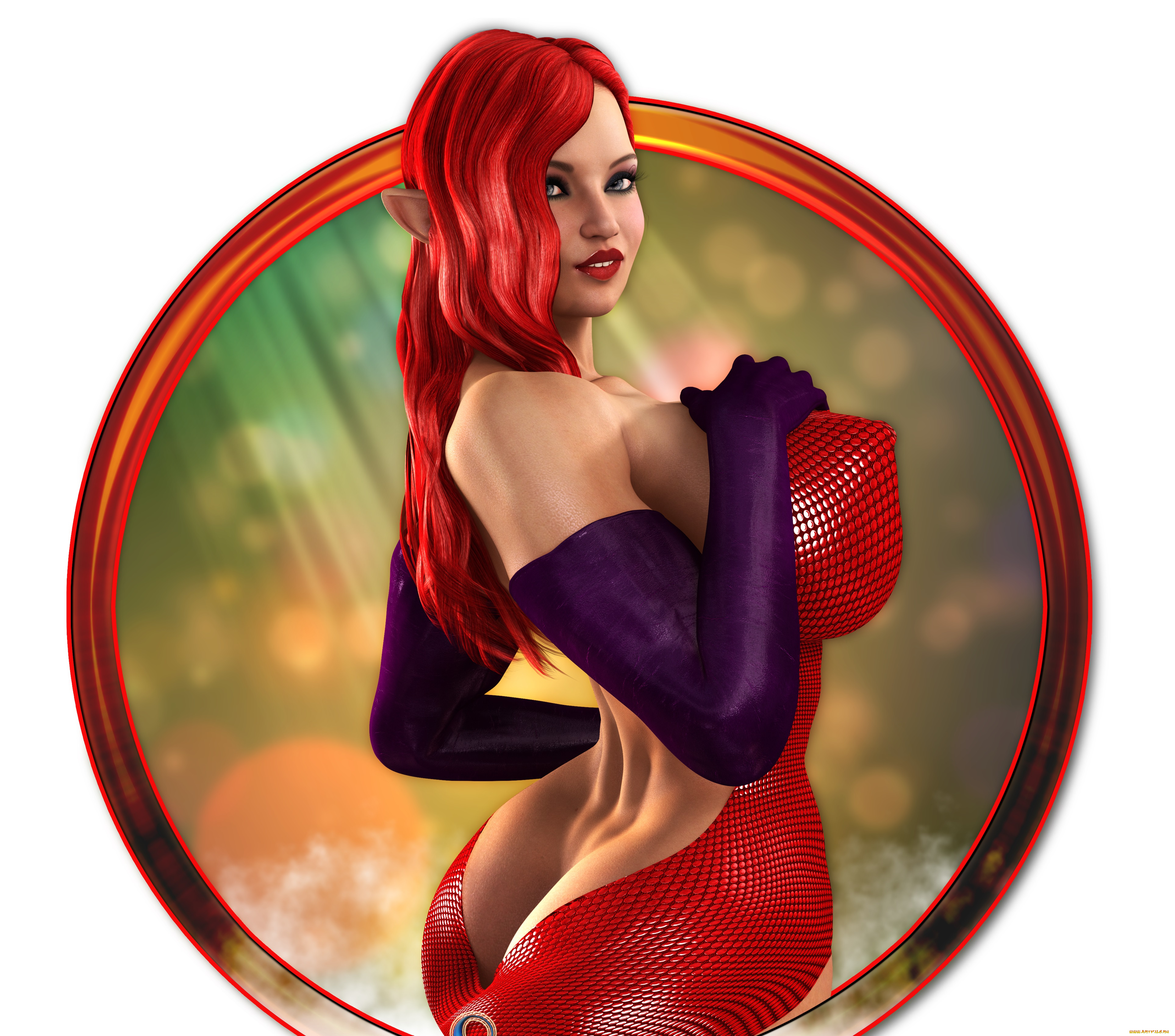 3д, графика, эльфы, , elves, взгляд, эльфийка, фон