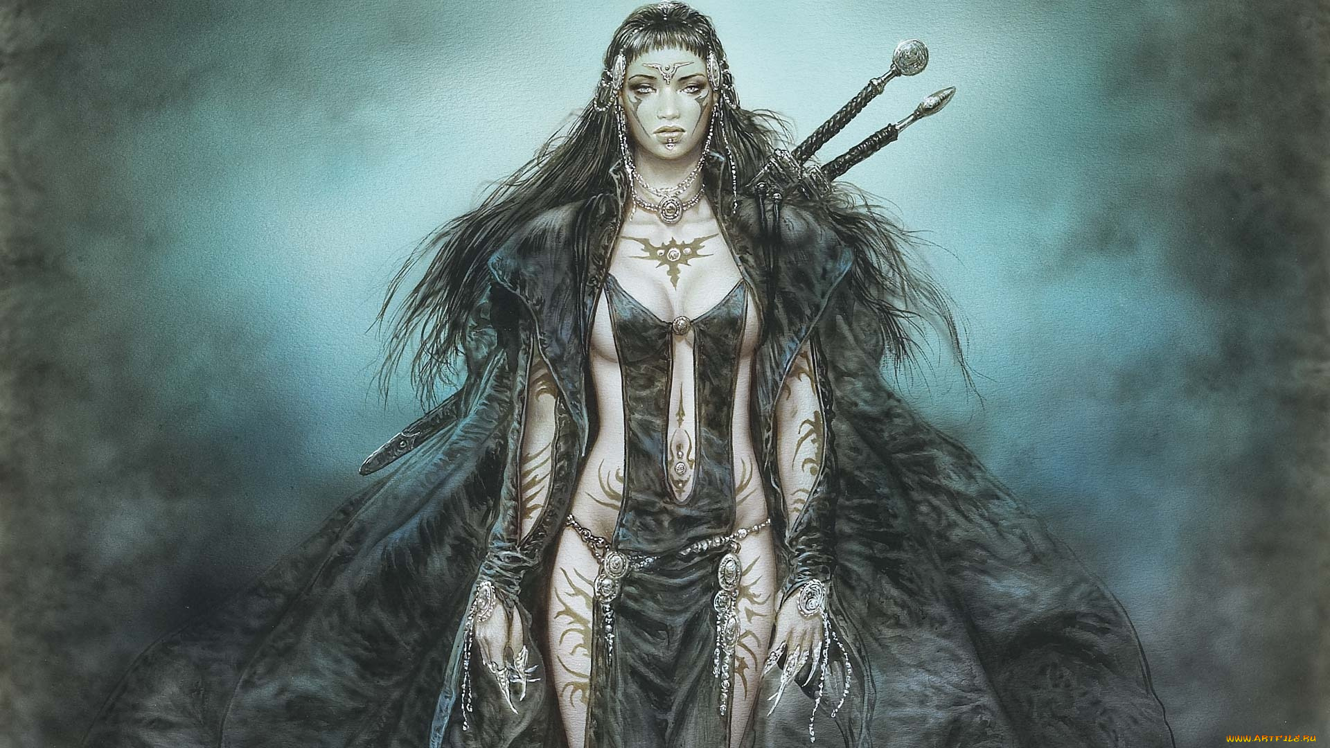 девушка, фэнтези, _luis, royo, воин, мечи
