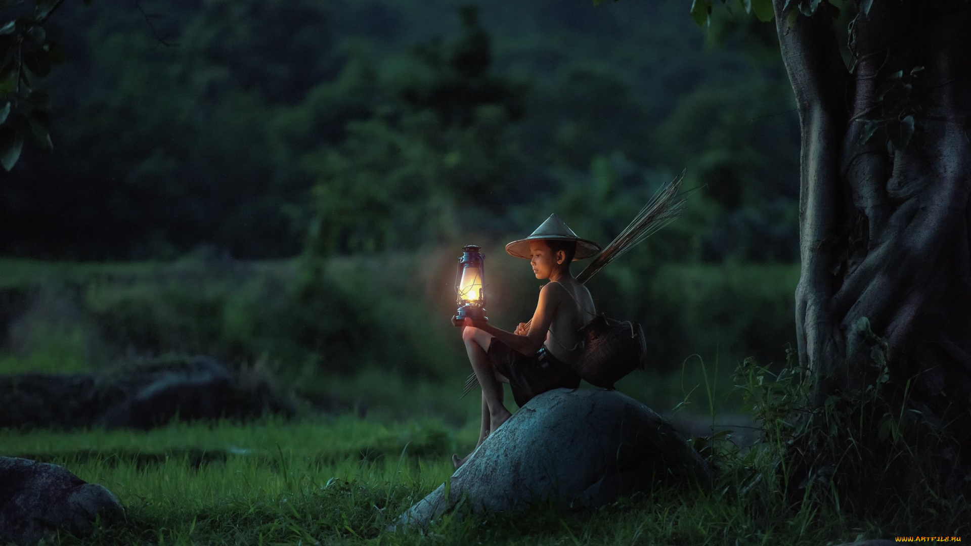 разное, настроения, фонарь, камни, шляпа, мальчик