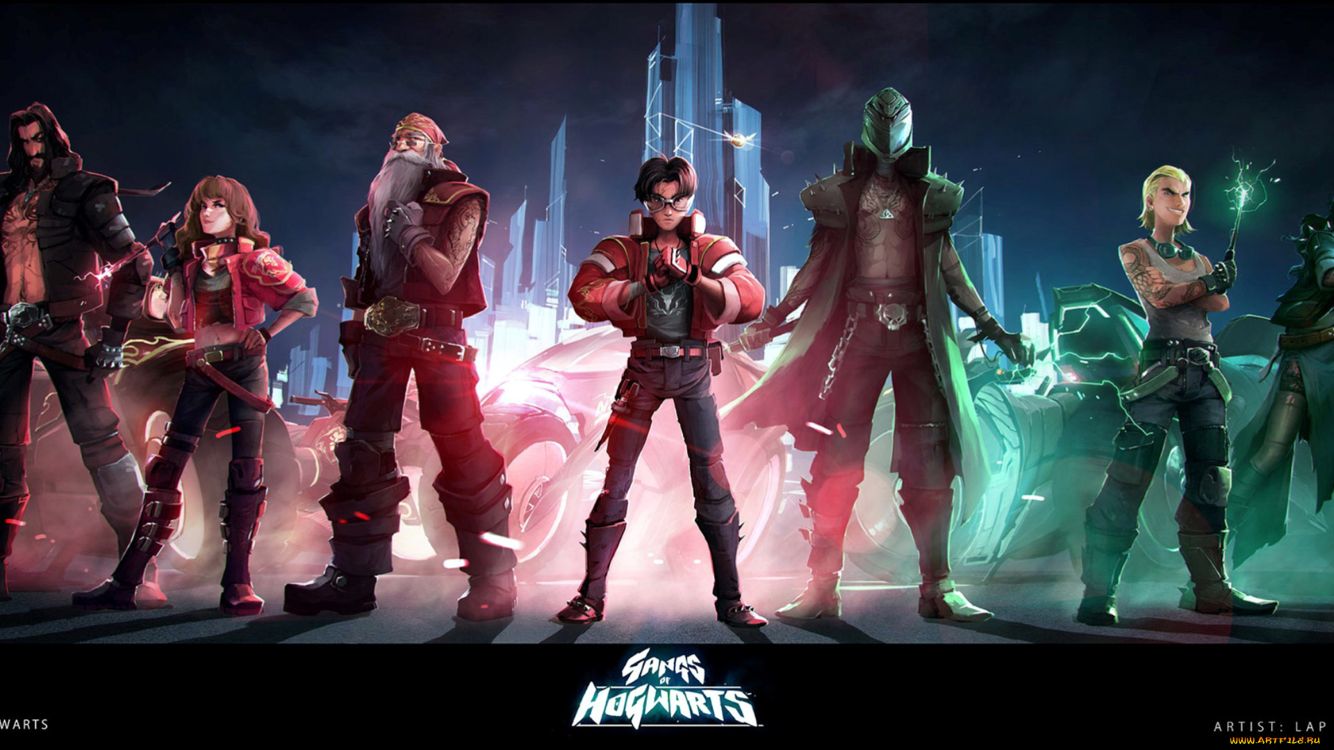 рисованное, кино, дамблдор, гермиона, грейнджер, сириус, блэк, мотоциклы, драко, малфой, беллатриса, лестрейндж, гарри, потер, здания, воландеморт