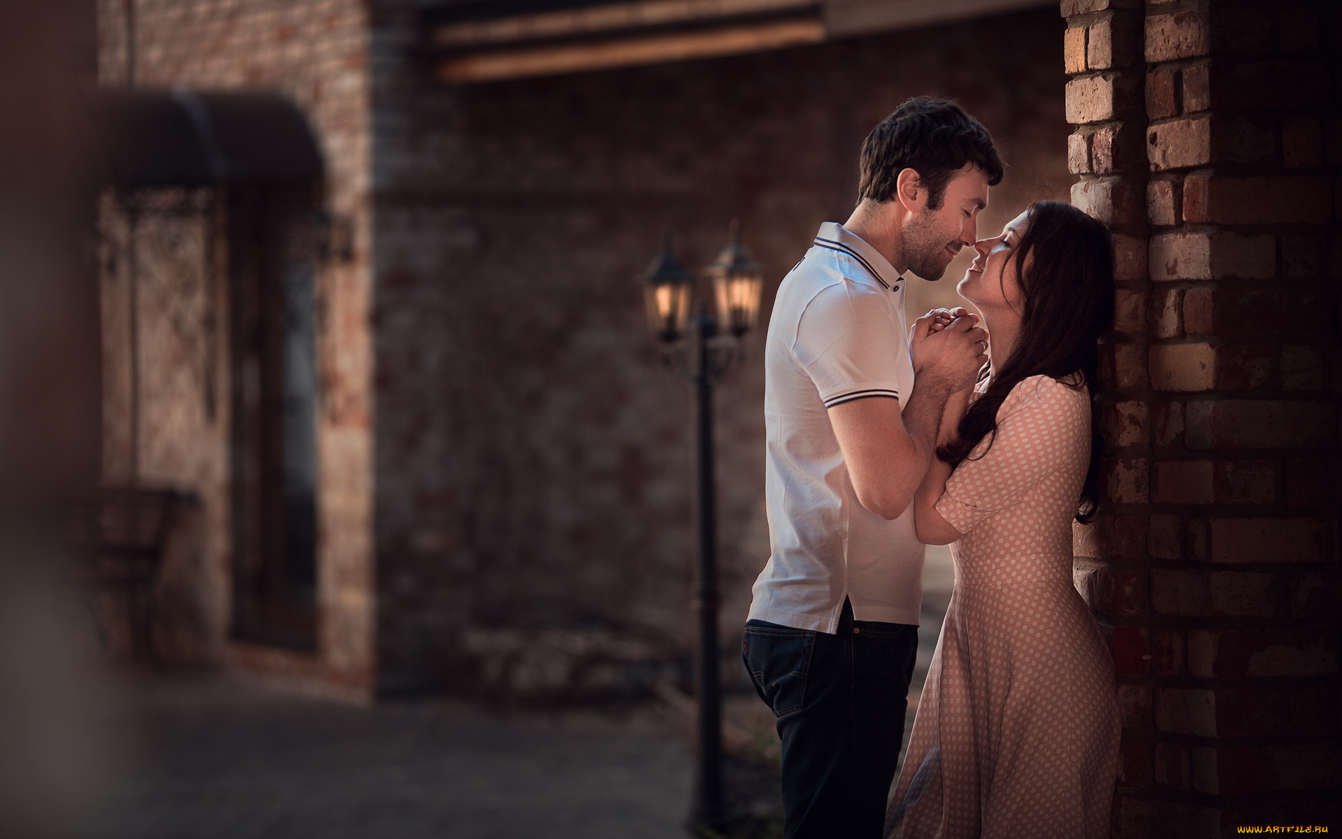 разное, мужчина, женщина, фонарь, пара, здание, романтика, любовь, девушка