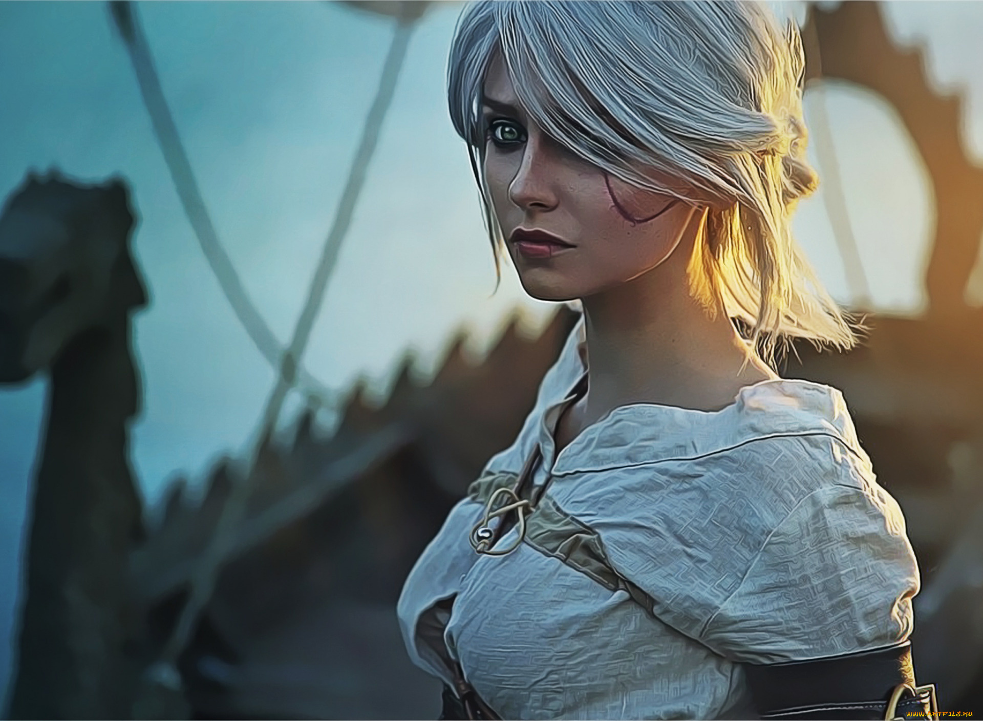 разное, компьютерный, дизайн, корабль, шрам, цири