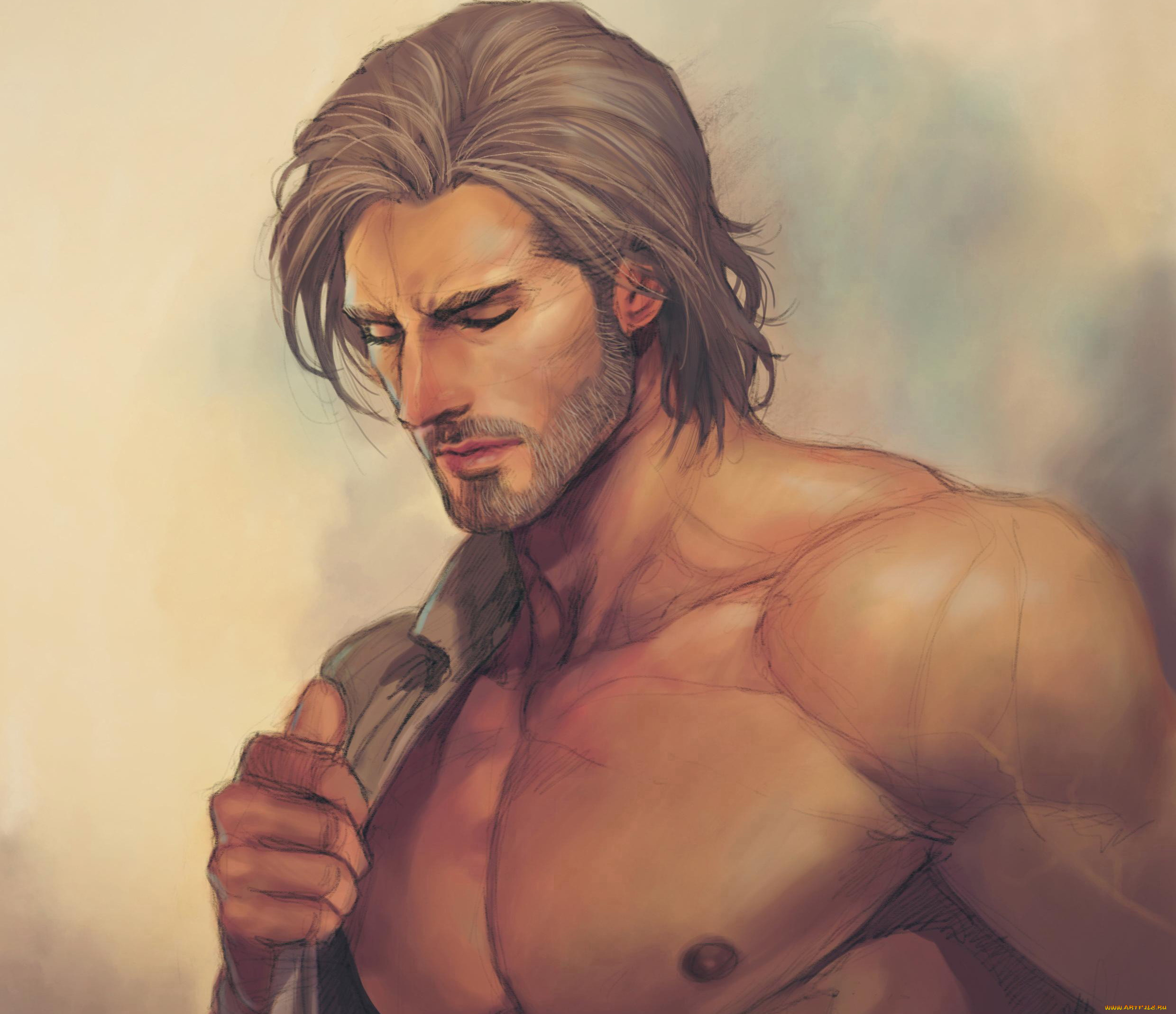 рисованное, люди, рубашка, торс, мужчина