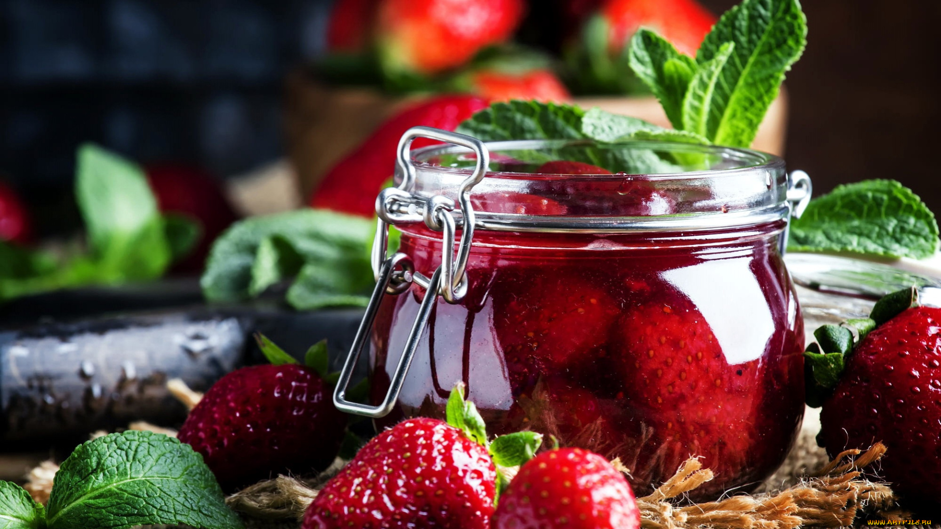 еда, мёд, , варенье, , повидло, , джем, мята, джем, клубничный, клубника