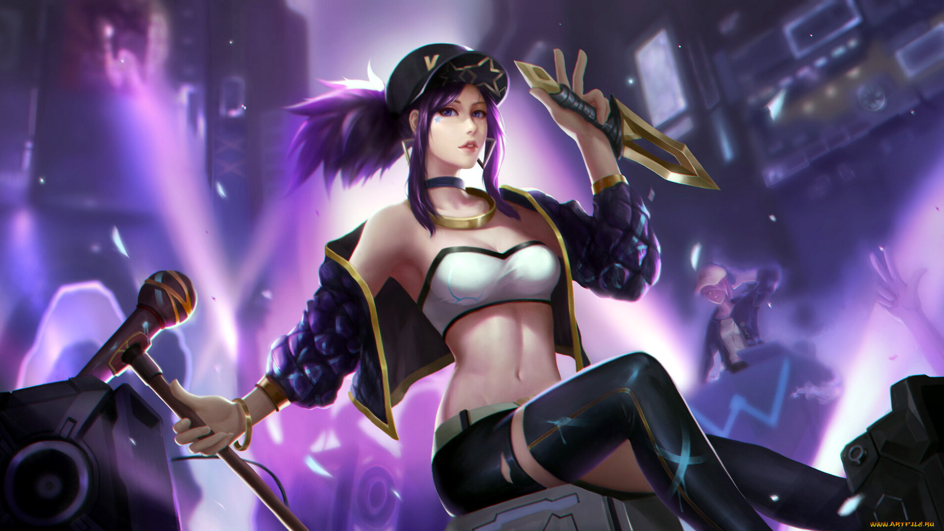 видео, игры, league, of, legends, kda, akali, микрофон, оружие