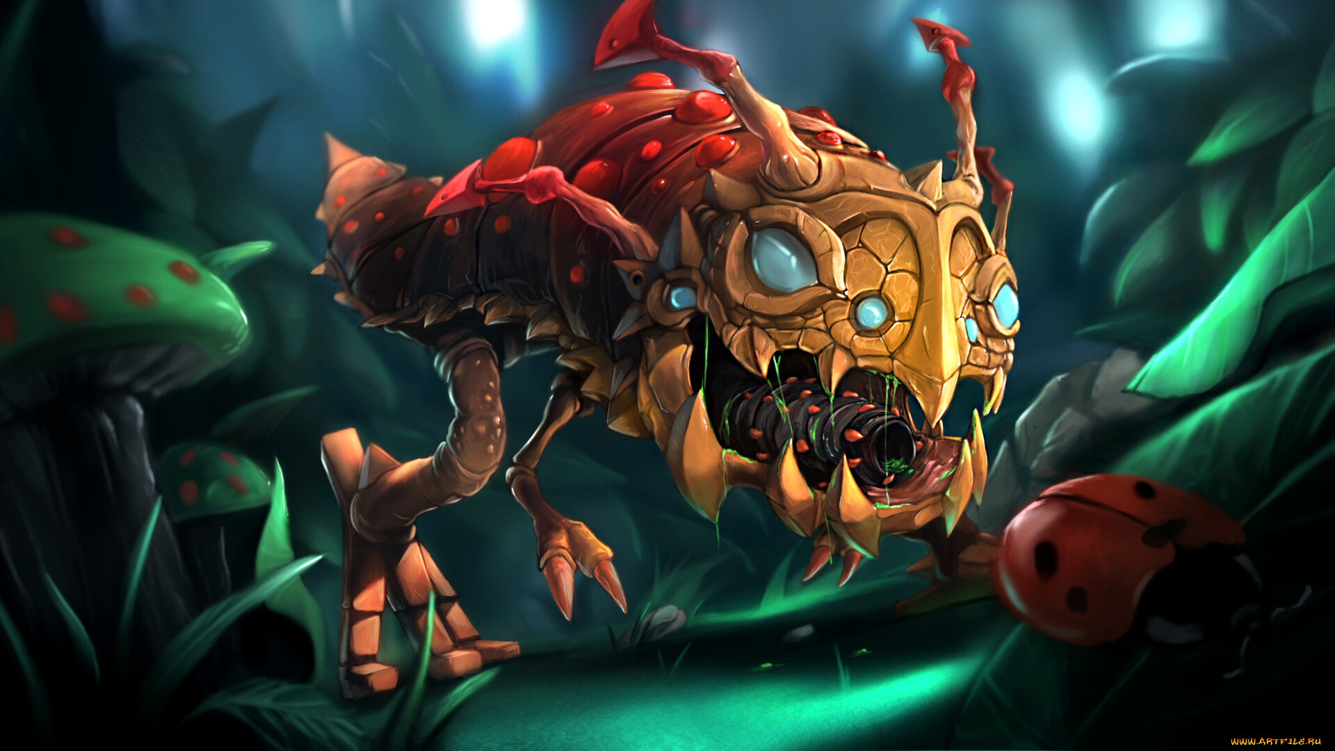видео, игры, league, of, legends, существо, лес, грибы, божья, коровка