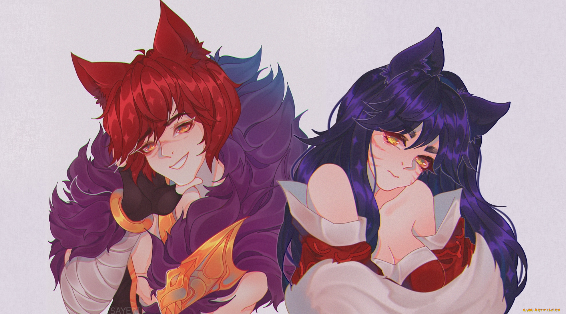 видео, игры, league, of, legends, ahri, xayah