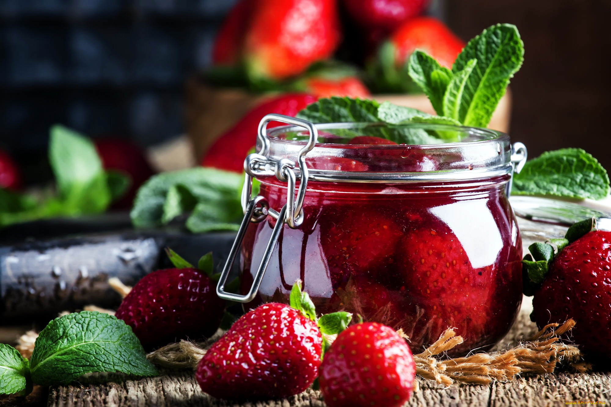 еда, мёд, , варенье, , повидло, , джем, мята, джем, клубничный, клубника