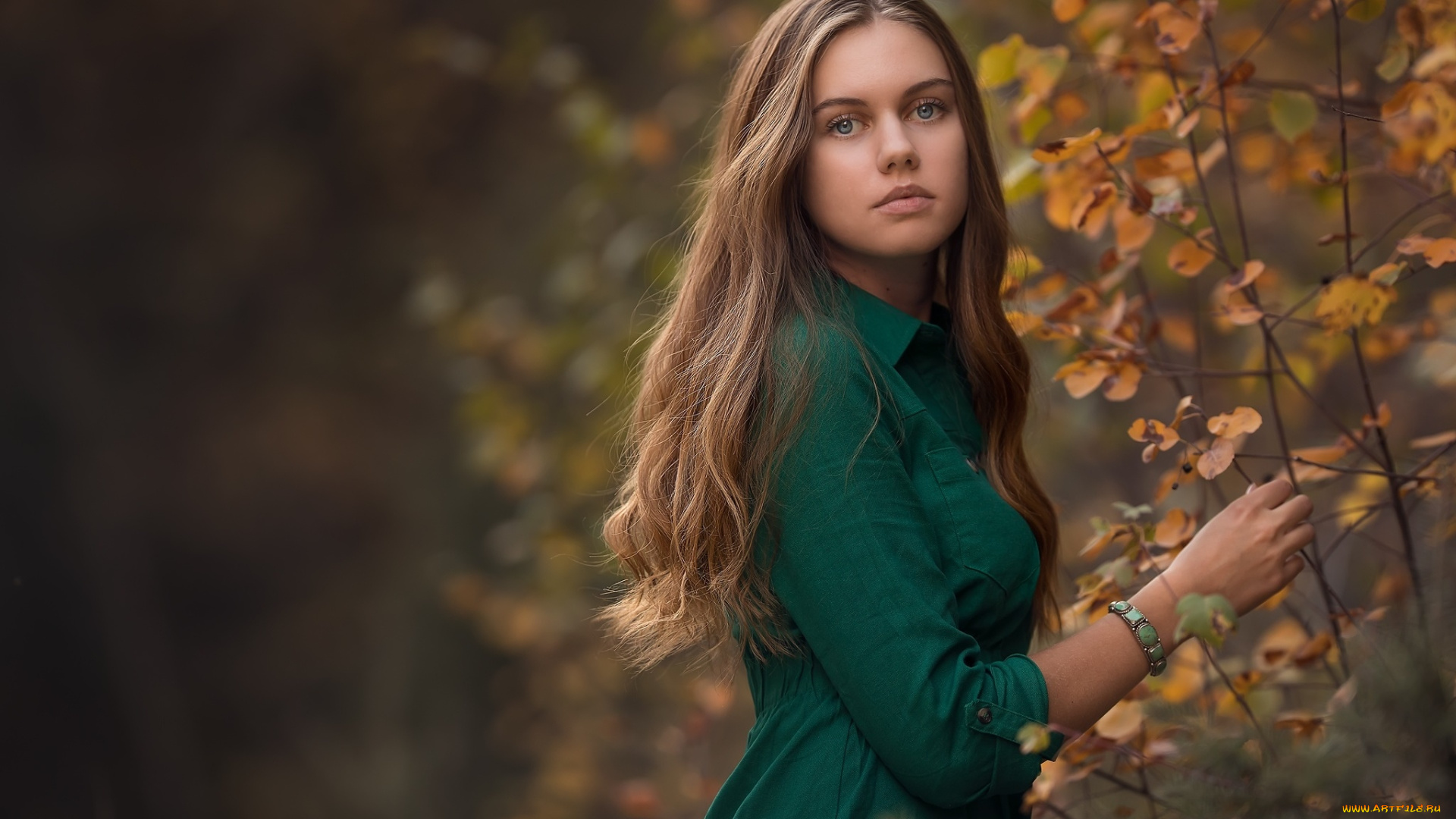 девушки, -, брюнетки, , шатенки, шатенка, браслет, зеленое, платье