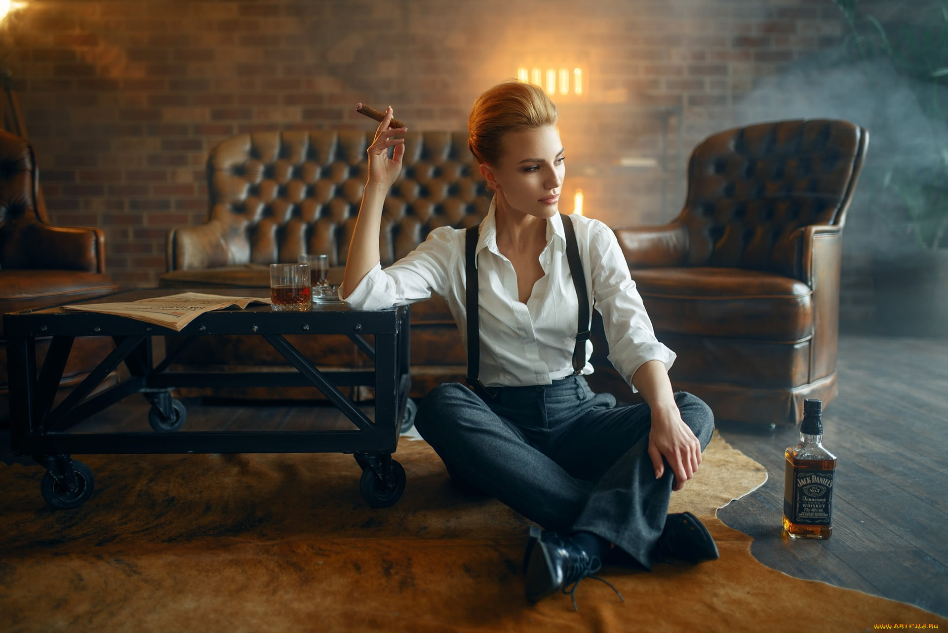 девушки, -, рыжеволосые, и, разноцветные, виски, сигара, рыженькая, ольга, долот